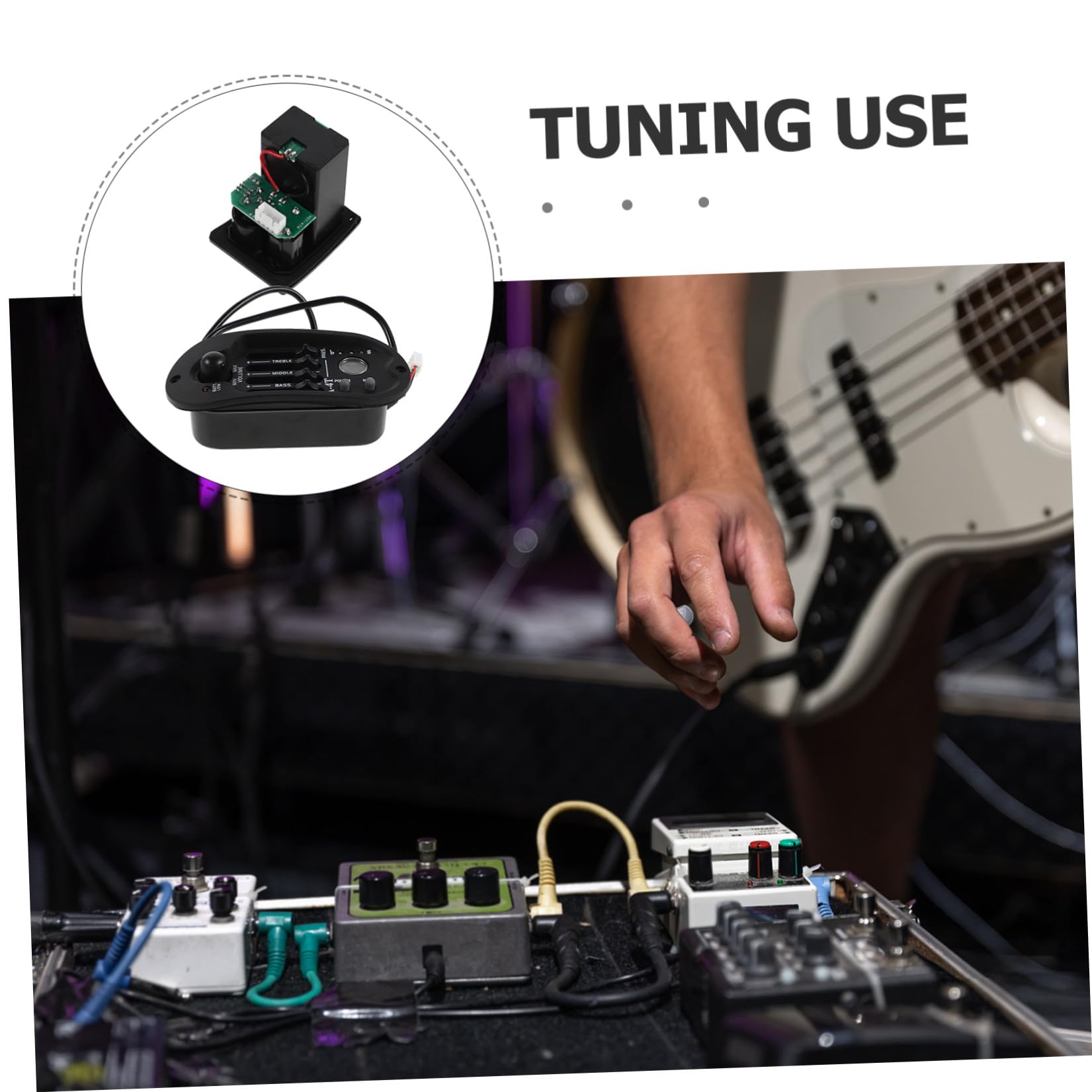 minkissy Set 1 Preamplificatore Pickup per Chitarra Acustica ed Elettrica con Equalizzatore a 4 Bande, Sintonizzatore Lcd, Plastico e Metallo, per Registrazioni e Performance Live