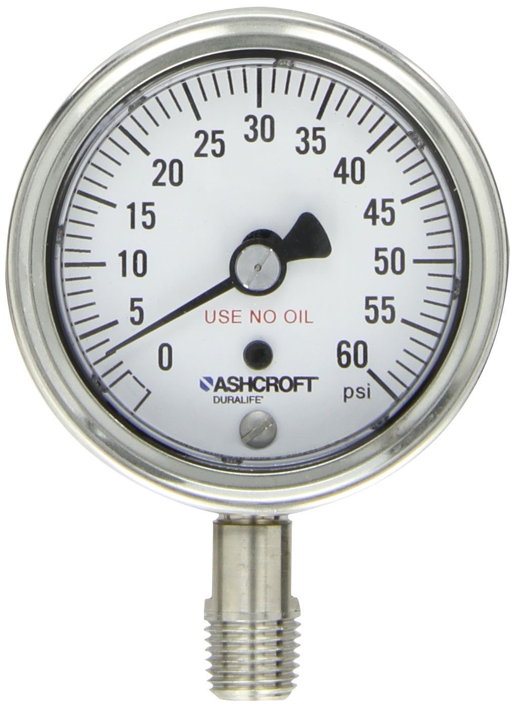 Ashcroft Duralife Type 1009SW Stainless Steel Oxygen Service Cleaned