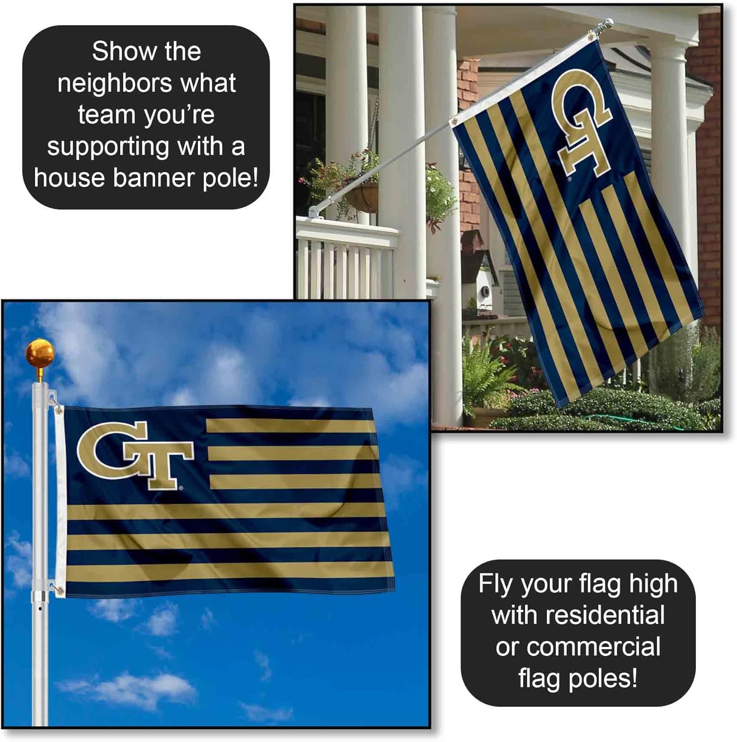 Georgia Tech Yellow Jackets American Stripes Nation Flag - Image 3