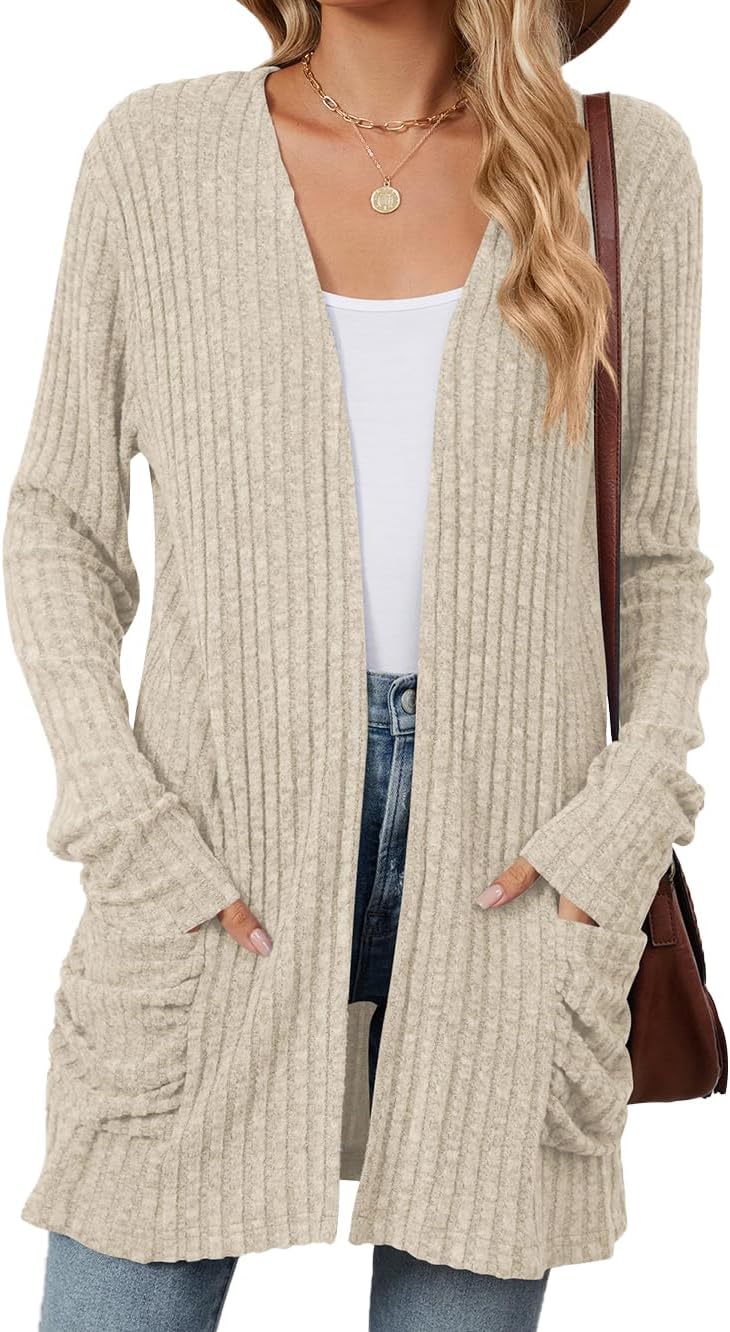 Lightweight Cardigans for Women Fashion Casual Oversized Long Sleeve Cardigan Sweater Loose Dressy Fall Holiday Tops