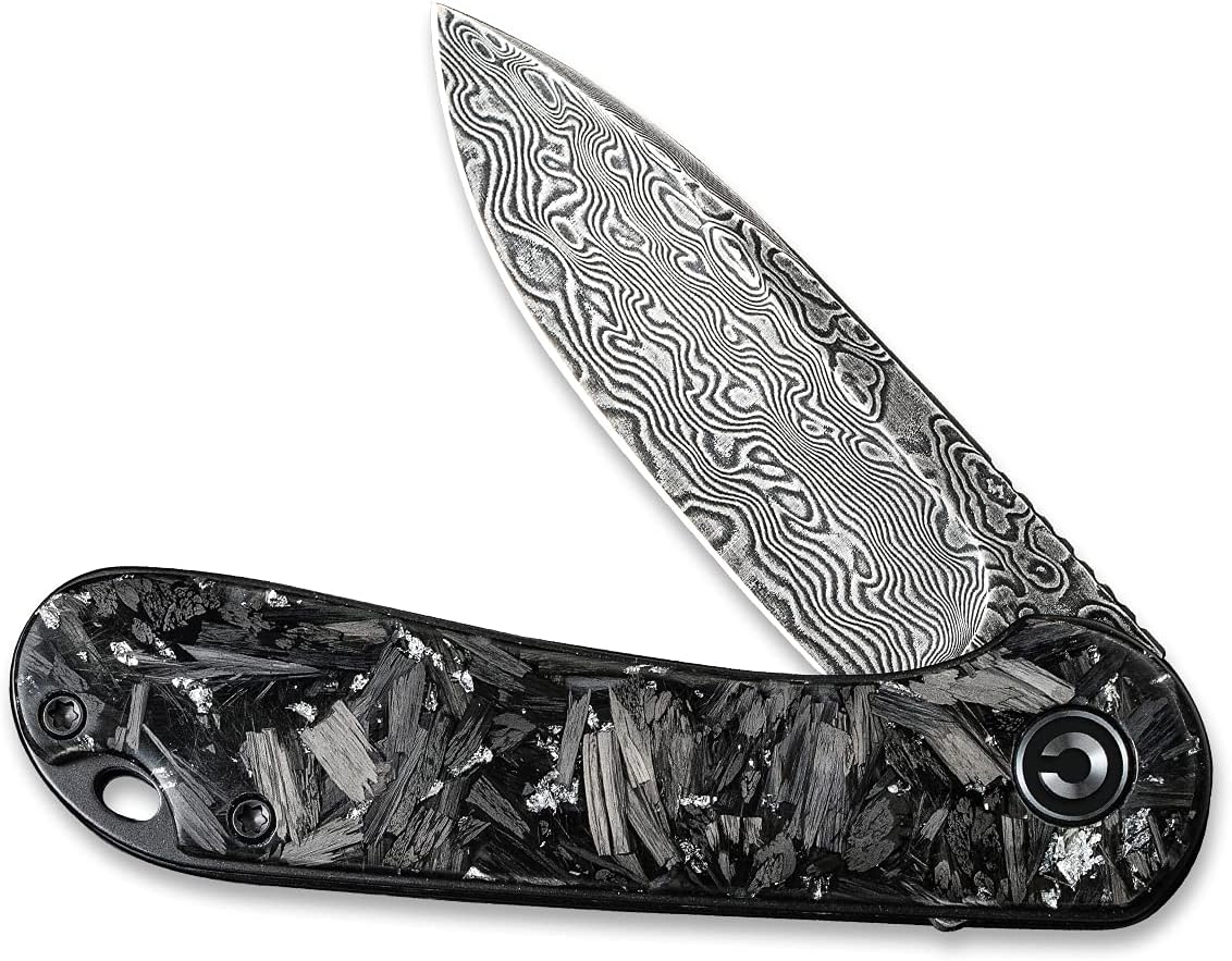 CIVIVI Elementum Folding Pocket Knife for Men, 2.96" Damascus Blade Folder with Low Profile Pocket Clip for EDC C907C-DS2