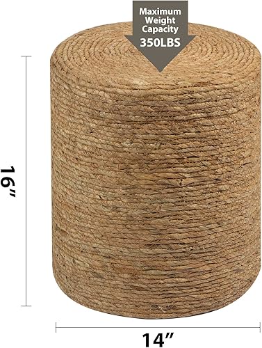 Miniatura 3 de Wimarsbon Puf otomanos, jacinto de agua natural, reposapiés trenzado para exteriores, 100% hecho a mano, puf para sala de estar, decoración bohemia