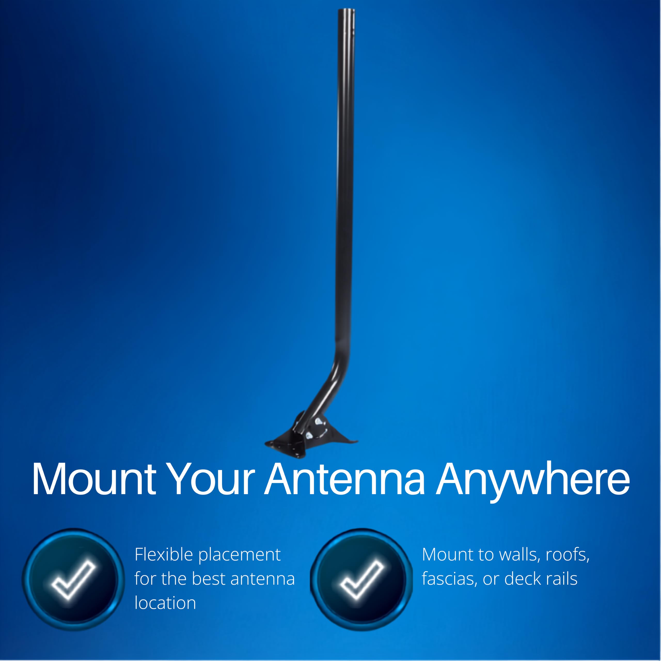 Antennas Direct ClearStream - Mástil universal, 40 pulgadas con hardware y base giratoria, poste y base de acero recubierto de polvo para todo tipo de clima, fácil de instalar (negro)