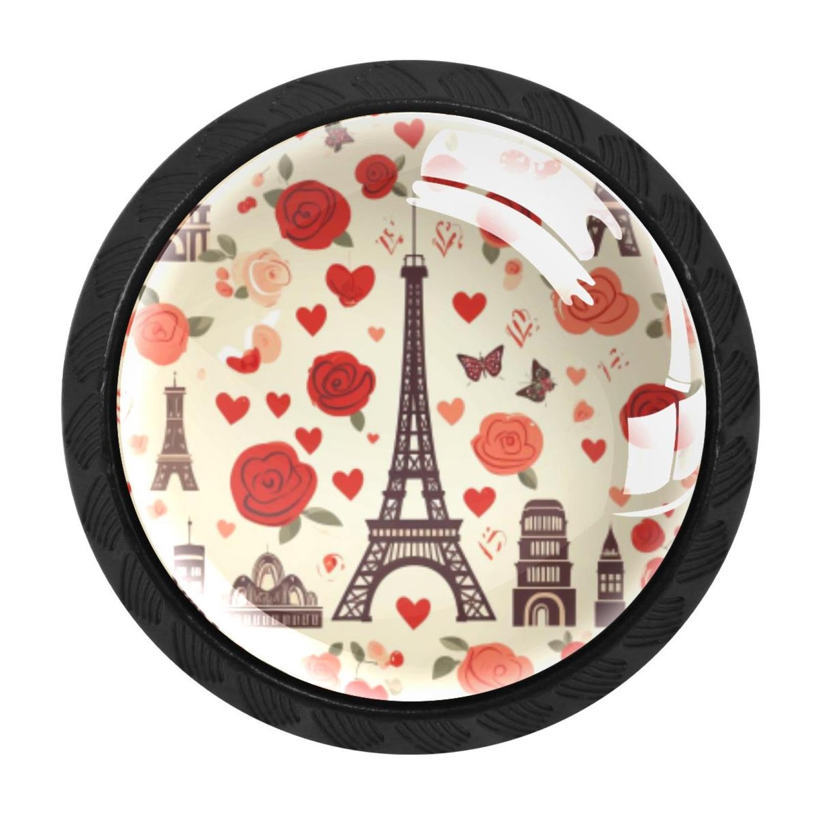 Chenzzzz Multicolored 06 Eiffel Tower Valentine's Day Drawer Knobs 4 Pack Crystal Dresser Knobs 35Mm Glass Cabinet Knobs For Home Office Bathroom