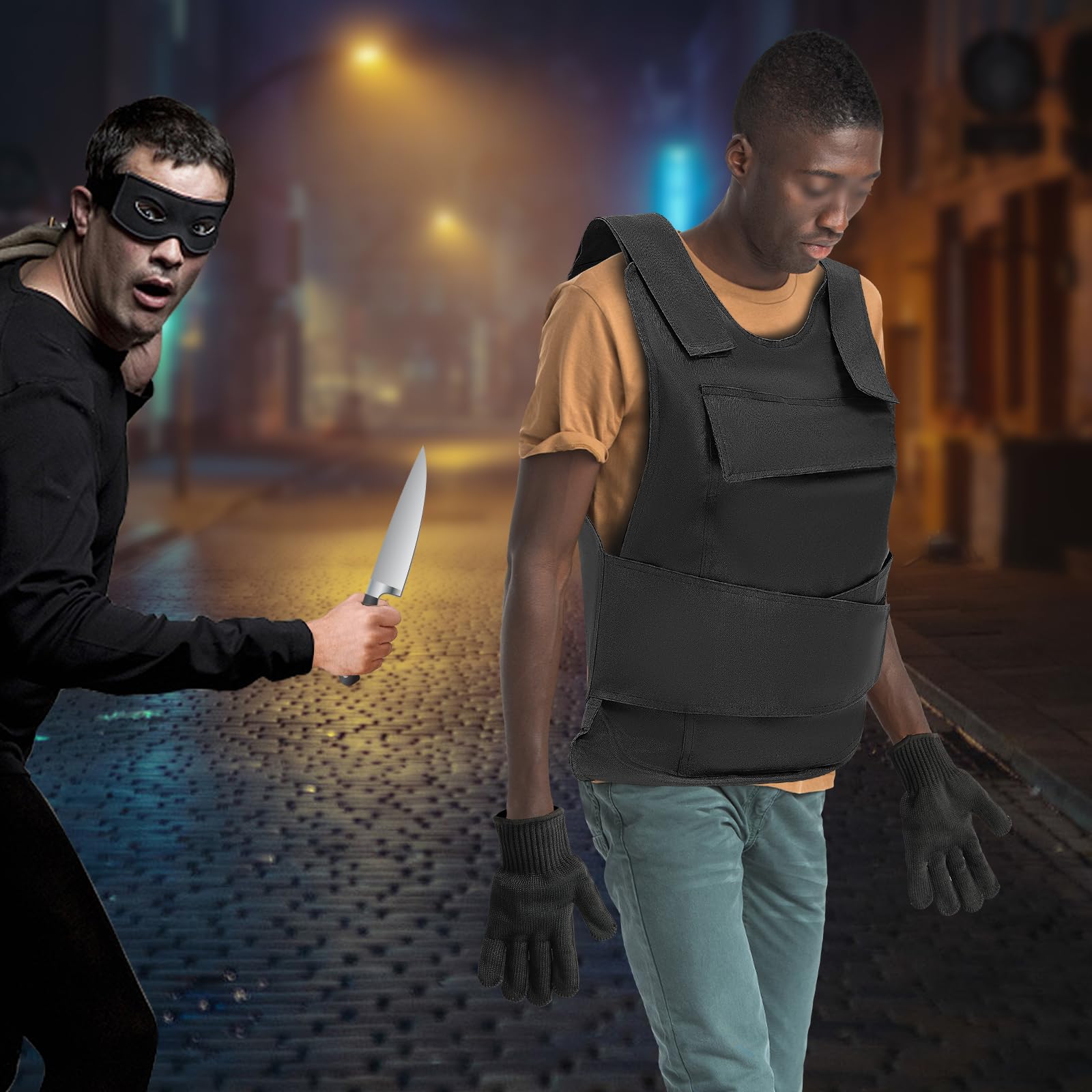 schusssichere weste,Schutzweste 24 Joule - Hochwertige Stich- & Stoßfestige Sicherheitsweste mit verstellbaren Trägern für Polizei,Sicherheitspersonal & Outdoor-Aktivitäten (Schwarz)