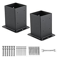 Vista 10 de Base para Poste 6x6 pulgadas, 4 Piezas, (Tamaño Interior 5.6x5.6 pulgadas) Kit de Soportes para Postes, Anclaje para Postes de Metal Negro