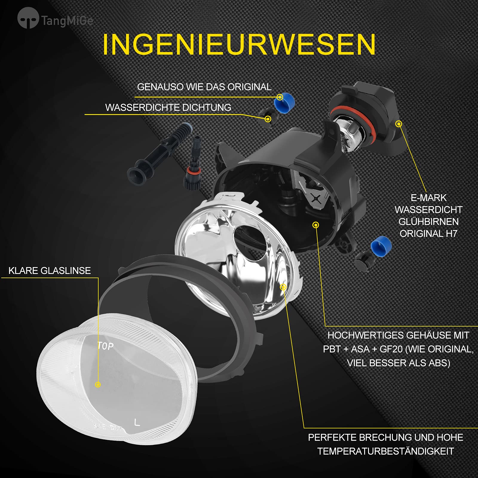 TangMiGe Światła Przeciwmgielne kompatybilny z Audi A1 A5 A6 Q3 A4 Wagen, 8X 8K2 8K5 8T 8F 4G2 4G5 4GH 8UB 8UG, Volkswagen VW Passat CC 357, 06/2007-12/2014