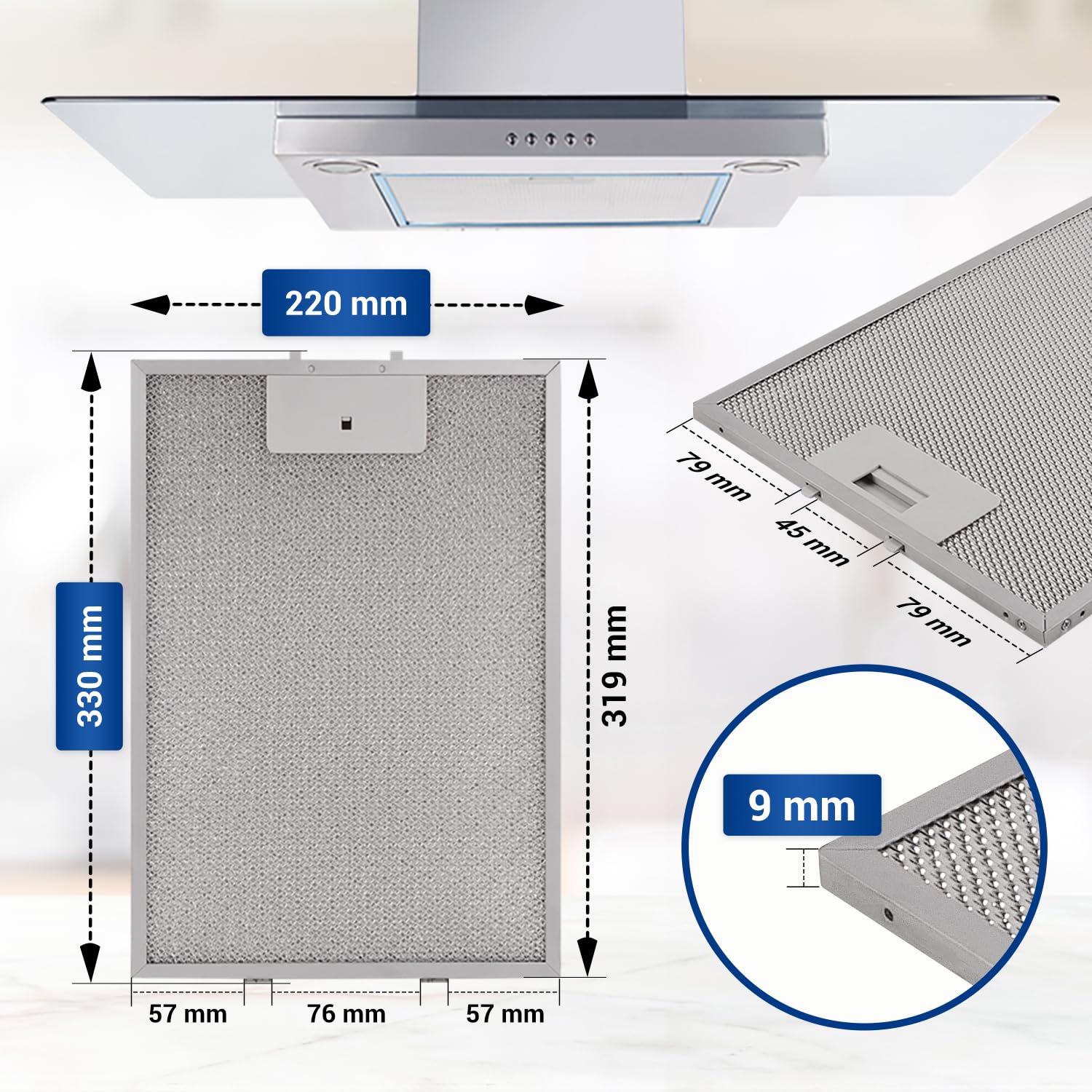 VIOKS 2 x filtr tłuszczu, okap kuchenny, metalowy filtr 320 x 220 mm, zamiennik do Bosch 00362380 00351190 - metalowy filtr tłuszczu, okap kuchenny z jednostronnym odblokowaniem