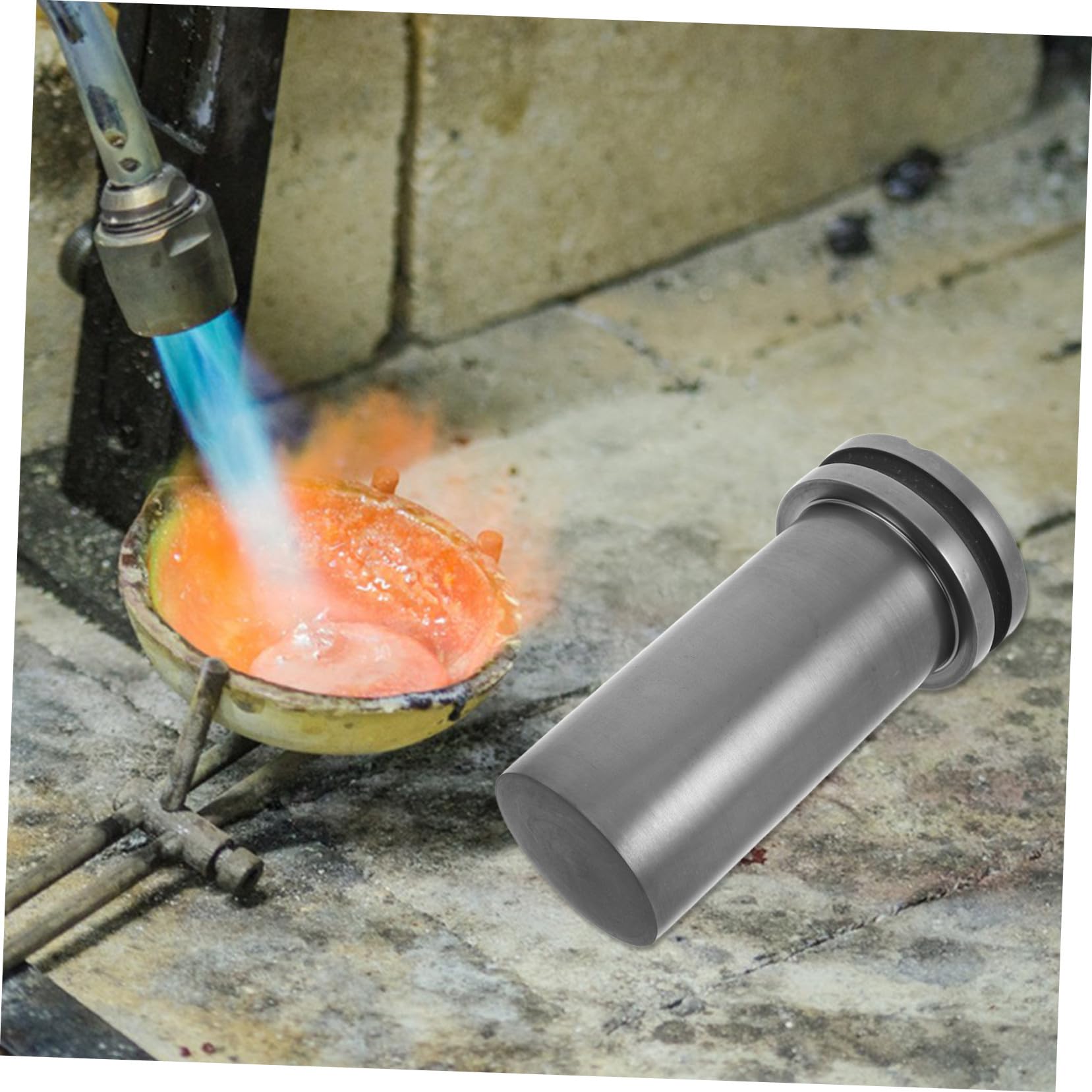 TEHAUX Recipiente de Grafito Negro para Fundición de Metales en Hornos Compacto y Fácil de Almacenar