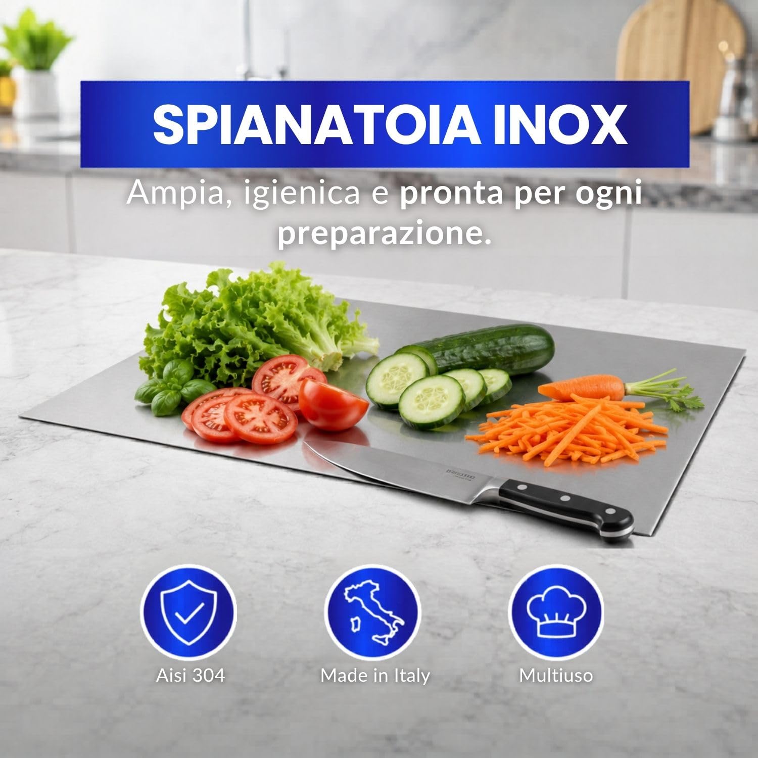 INOXLM Spianatoia per impastare Piano da Lavoro in Acciaio Inox Varie Misure per Cucina per Bar per Ristorante per impastare senza piega modello Capricorno (30x50 cm)