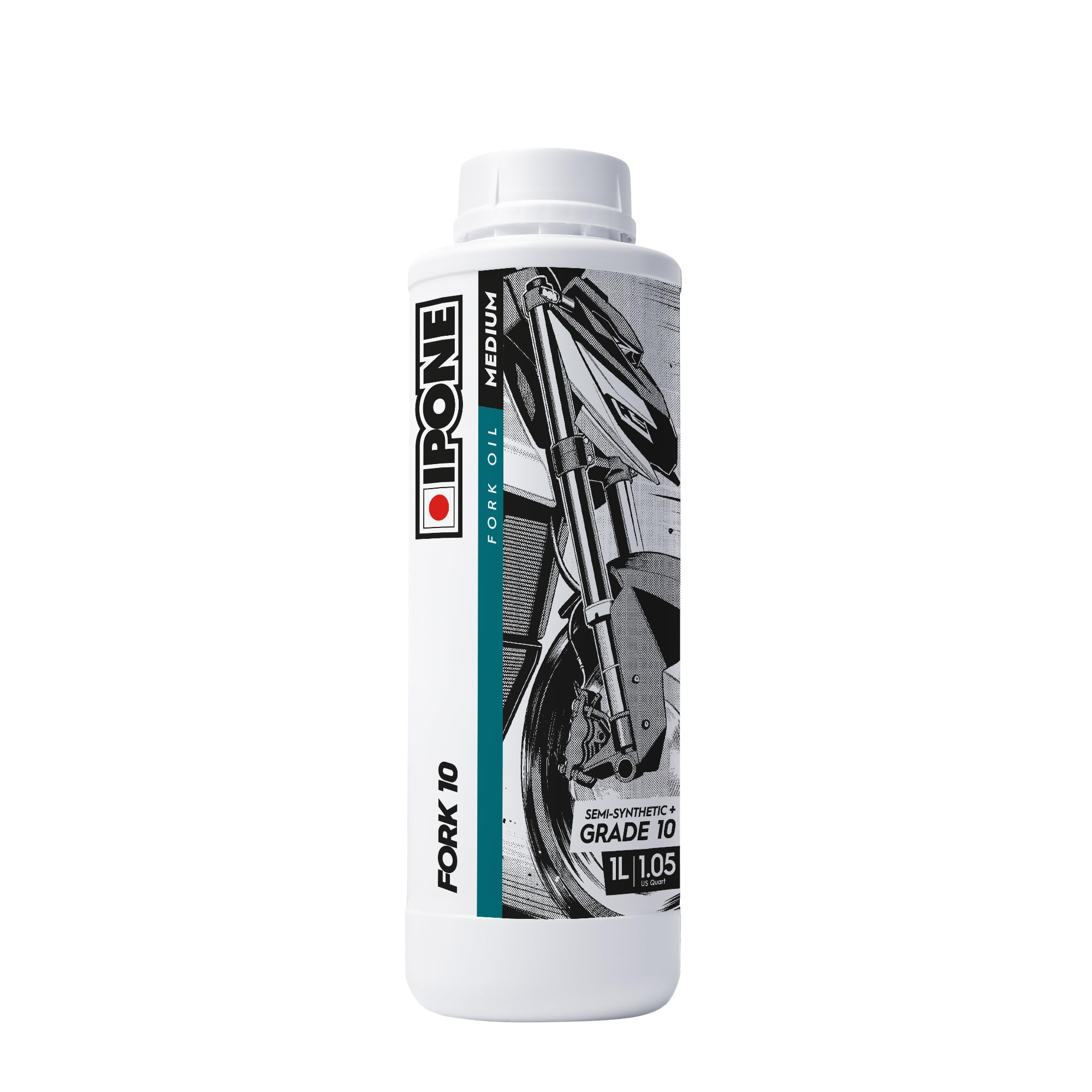 IPONE – Huile de Fourche Moto - Fork 10 – Semi-synthétique - Anti-friction et Anti-Emulsion - Bidon 1L