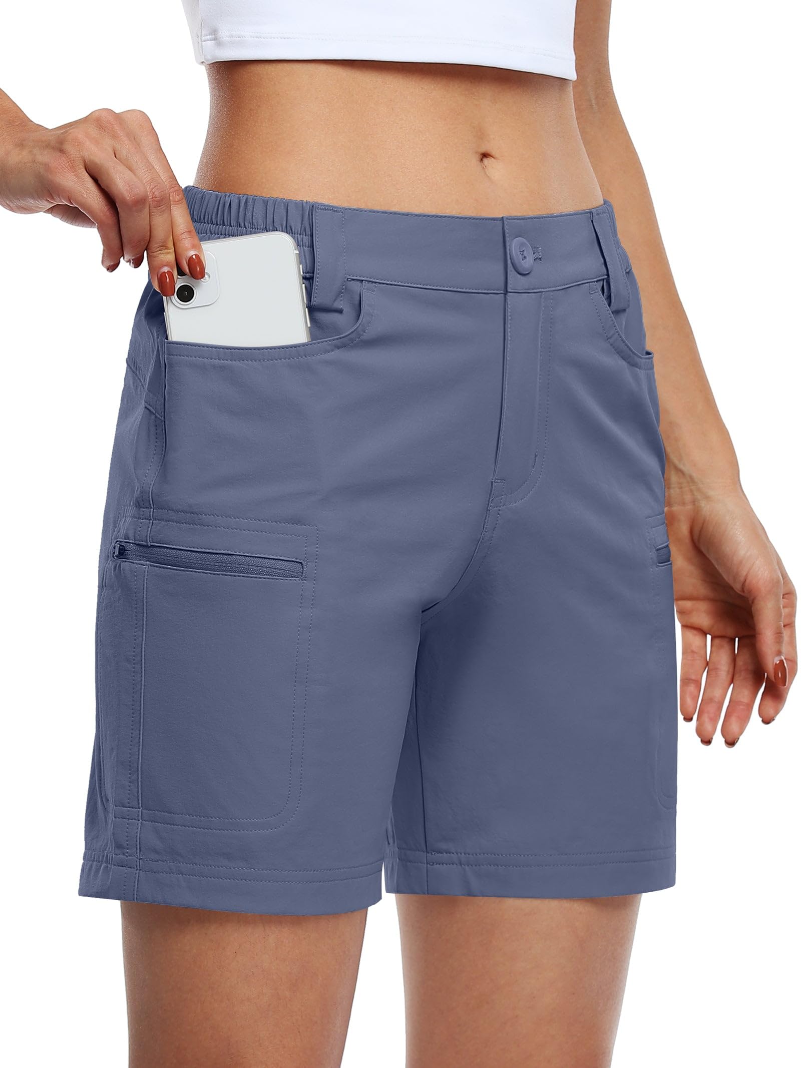 Willit Women's Hiking Golf Shorts Stretch Qucik Dry with Cargo Pockets Water Resistant Outdoor Summer