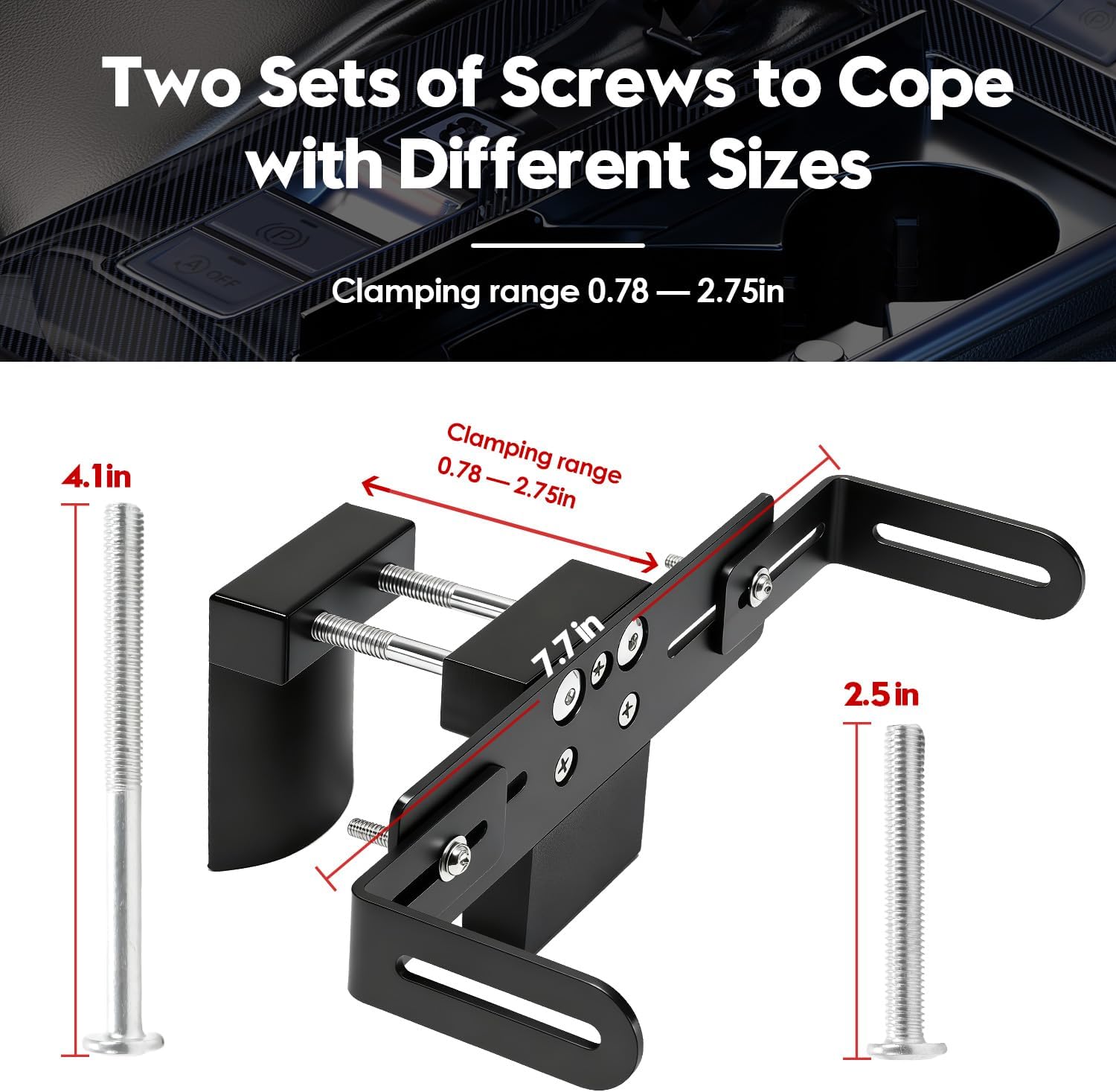 Upgrade Adjustable Cup Holder RadioMount - Clamping Mount, Drinks Cup Holder Mount CB Radio Mounting Brackets Fit for Ham CB Pro Satellite Radio & All Universal 2 Hole fit AMPS Pattern mounting Device