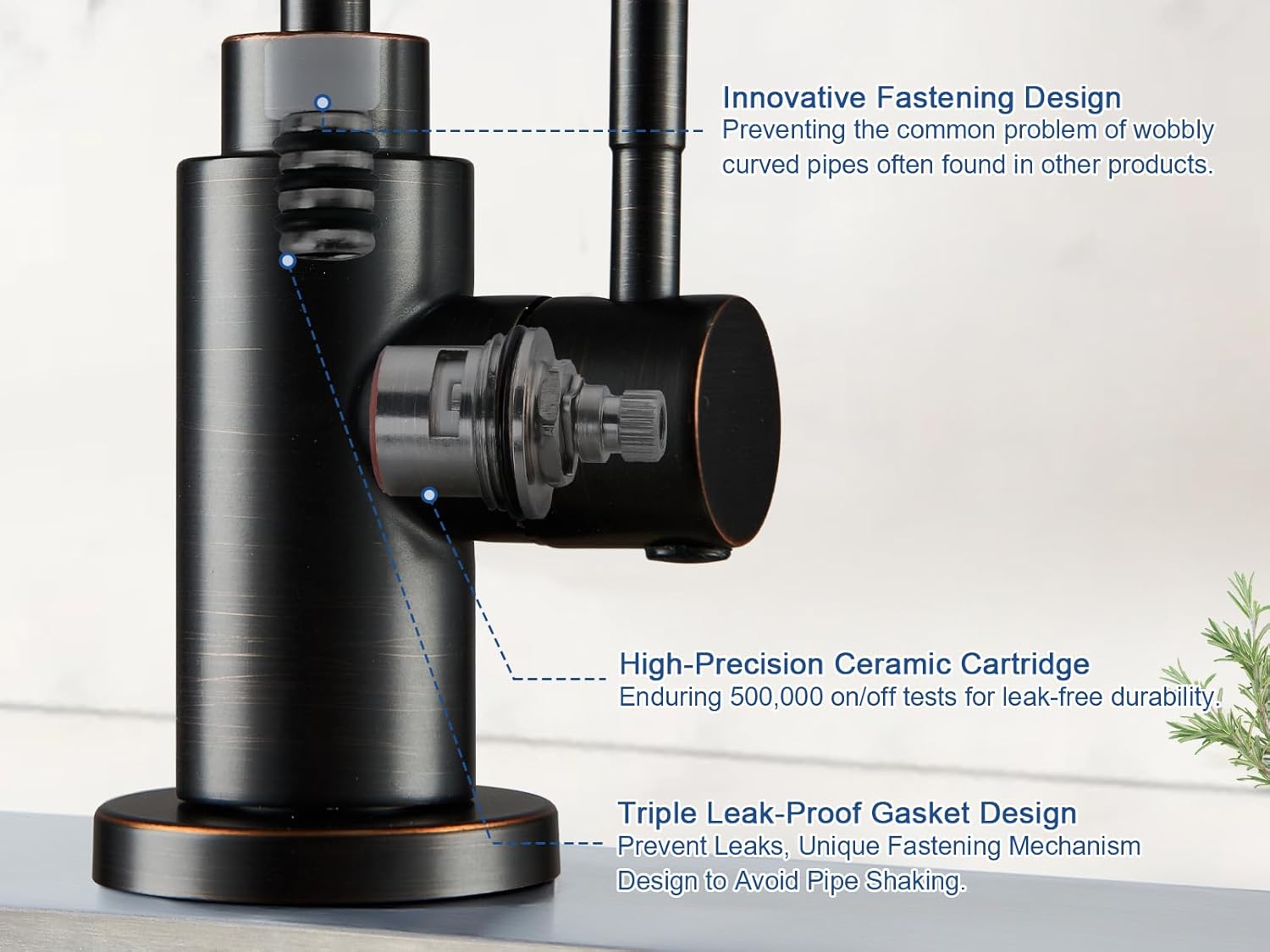 Water Filter Faucet, VMASSTONE Reverse Osmosis Faucet Fits Most RO Units or Water Filtration System in Non-Air Gap, Lead-Free Stainless Steel Drinking Water Faucet for Bar Kitchen Sink, RV (DM001 ORB)