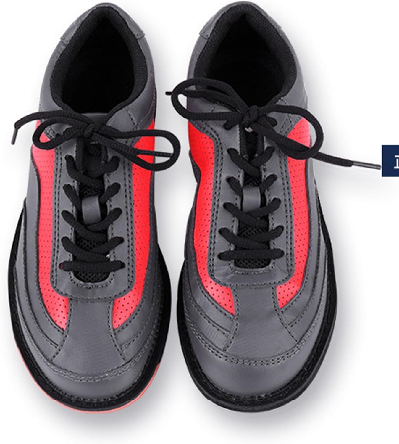 DHAEY Womens Bowling Sports Shoes PU Leather Wear-Resistant Breathable Comfortable Bowling Athletic Sneakers Youth Athletic Fitness Shoes (Color : Red Gray, Size : 13.5 Women/12 Men)