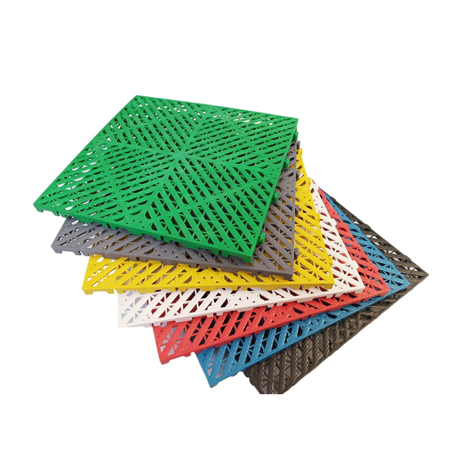 PVC Modular Garage Floor Tiles, 40x40x2CM Splicing Drainage Mat, for Deck Patio Garage Balcony Bathroom Wet Areas(Green,40x40x2CM-15piece)
