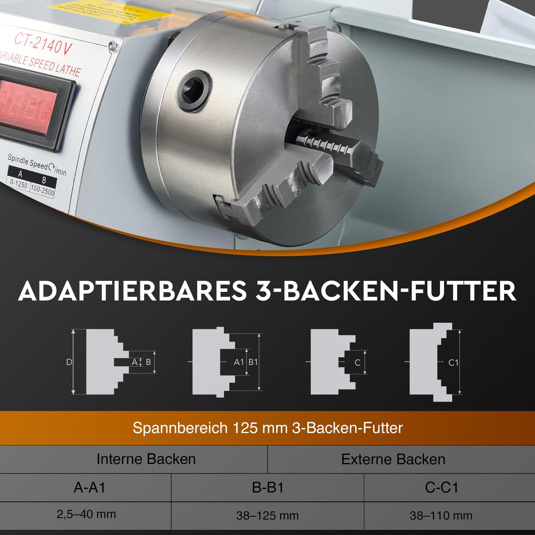 CREWORKS 750W Mini-Metalldrehmaschine 8x16 Zoll Tischdrehbank 210x400MM für Heimwerker Metall- und Holzbearbeitung