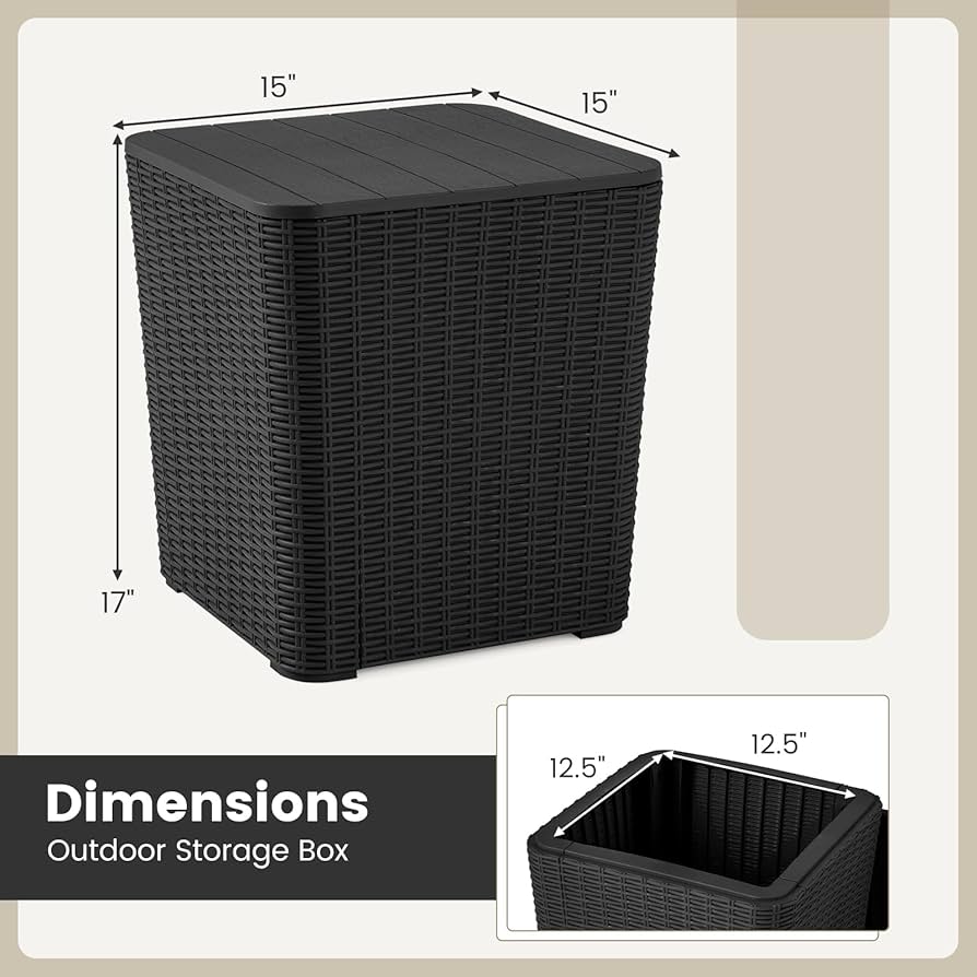 A-3 Outdoor Storage Box Black Giantex 11.5 Gallon Deck Box