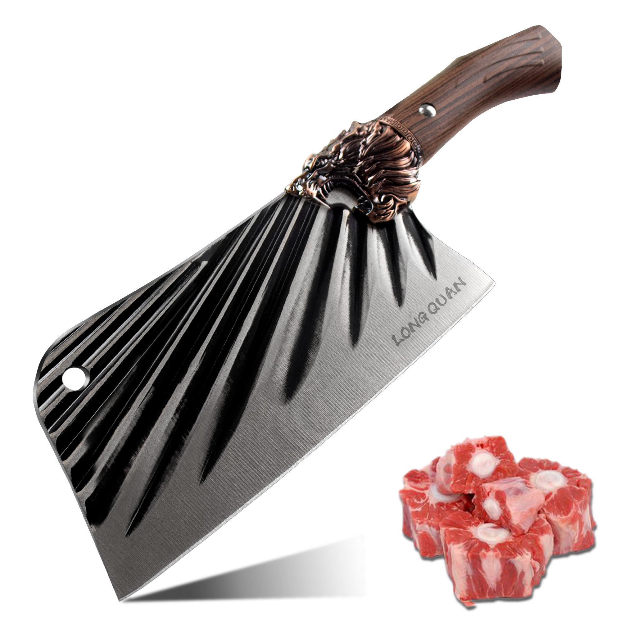 Forging Meat Cleaver Knife 7.7 inch, Multifunction Chinese Chef Knife, Ultra Sharp Butcher Cleaver for Meat Cutting, High Carbon Stainless Steel