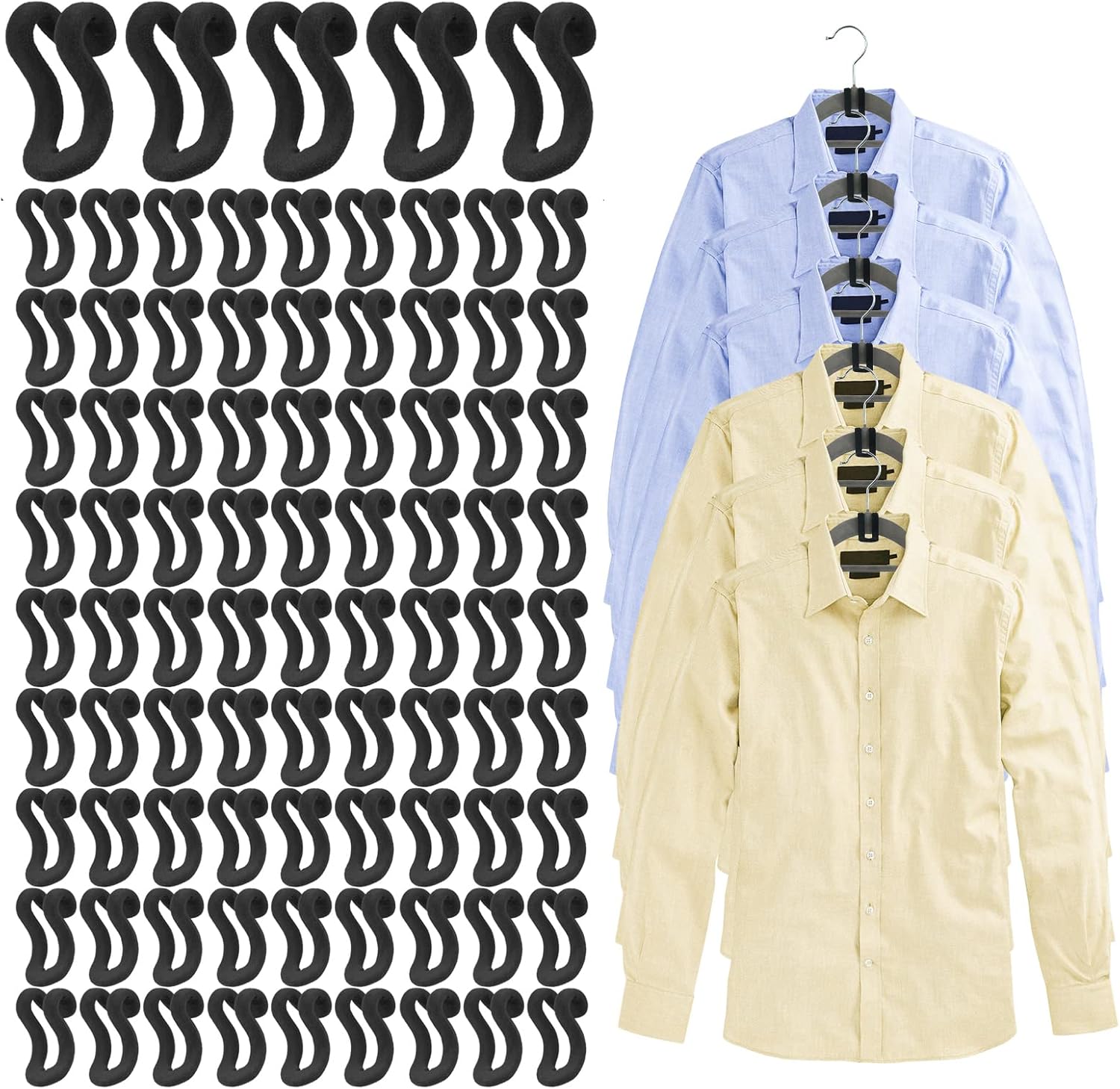 Clothes Hanger Connector Hooks, 60 Pcs Heavy Duty Velvet