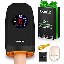 Lunix LX7 FSA LCD Touchscreen Hand Massager, Heated Air Compression, for Arthritis &amp; Carpal Tunnel Relief, Finger Numbness &amp; Wrist Pain Relief, Cordless Rechargeable, Charcoal Black