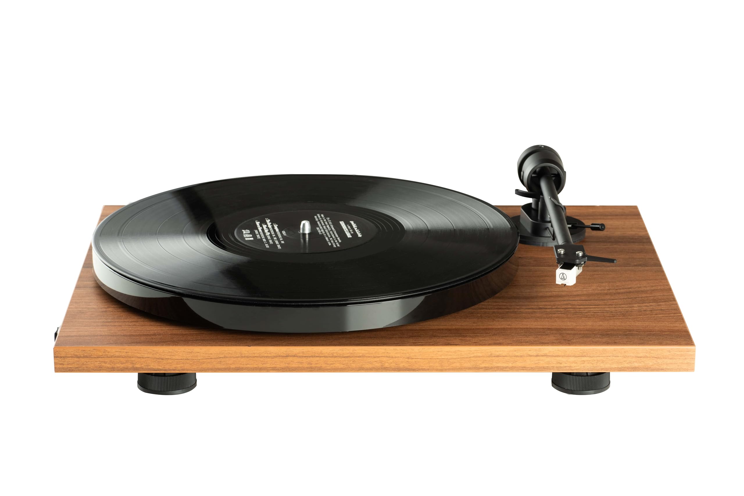 Pro-Ject E1 Phono, Wzmacniacz płyty podstawowej Plug & Play z eliptyczną końcówką, przełączanym przedwzmacniaczem Phono i elektroniczną zmianą prędkości (AT3600L, orzech)