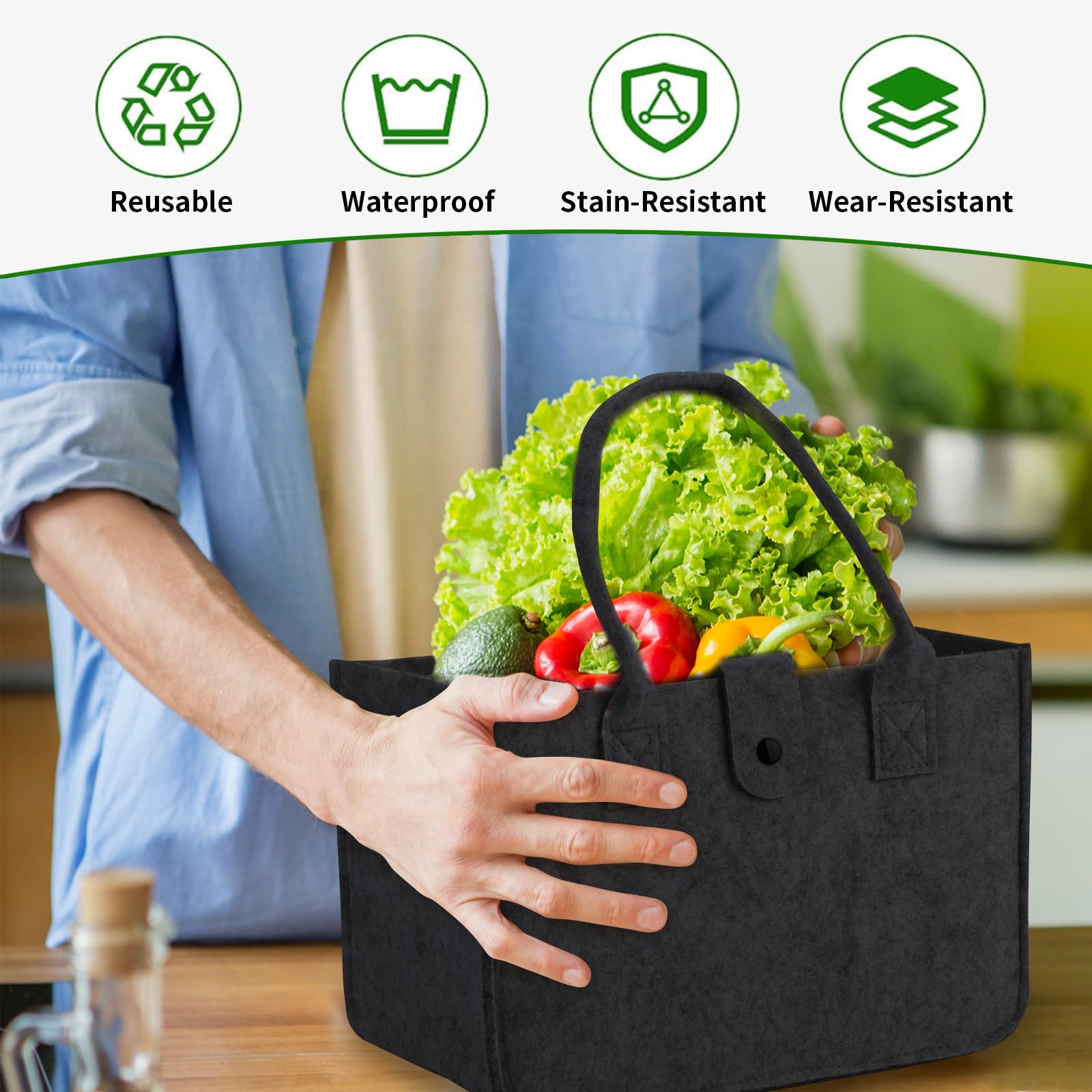 XUEHOU Vilten tas, shopper, boodschappentas, grote boodschappentas, opvouwbare vilten tas, draagtas, boodschappenmand, vilten hengseltas, dames, shopping, schattige roze tas voor uitgaan, winkelen