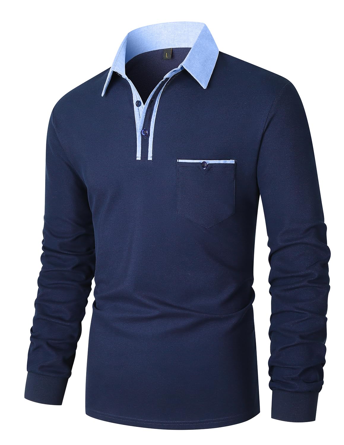 LIUPMWE Maniche Lunga Polo Uomo Pure Cotone Classic Basic Comfort Fashion Sport Top