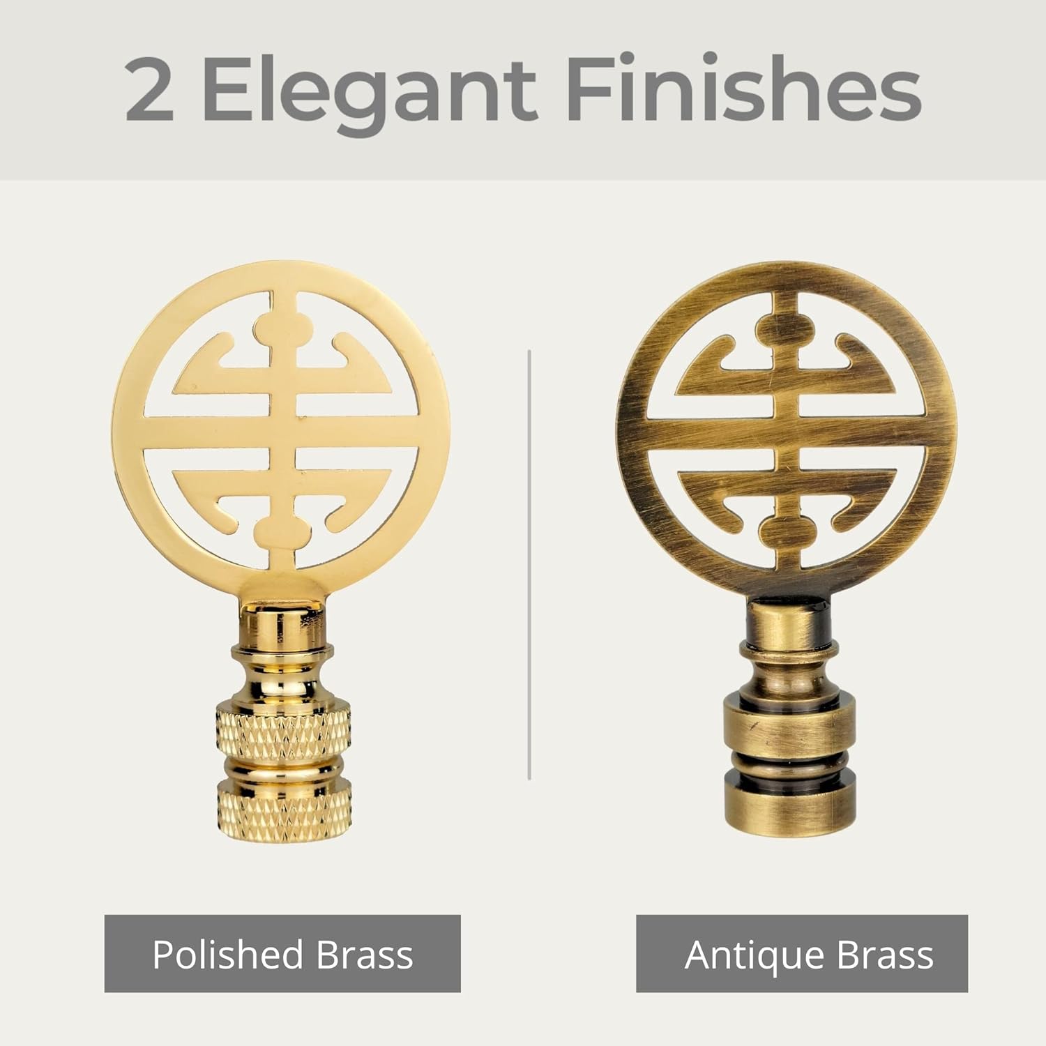 Royal Designs, Inc. Oriental Happiness Symbol Finial for Lamp Shade, Antique Brass - Pack of 1