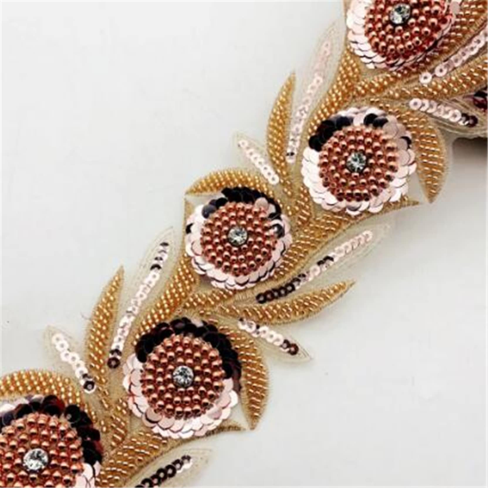 Nastro con perline di paillettes cristallo strass