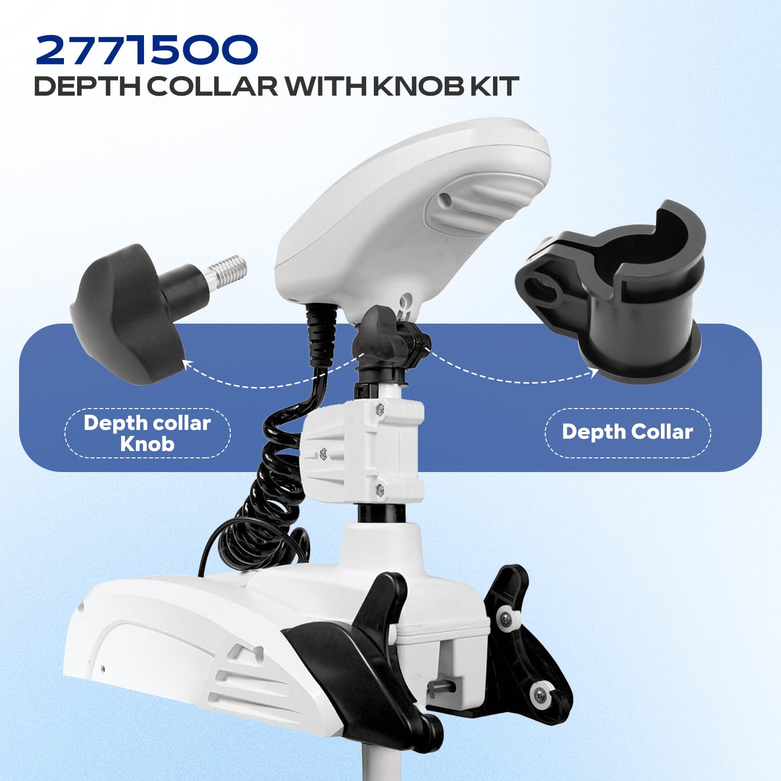 2771500 Collier de profondeur avec bouton compatible avec moteur Minn Kota Trolling, compatible avec les modèles Minn Kota Terrova, Riptide Saltwater Terrova, RT/ST (2007-2016) ; Riptide et Terrova BT