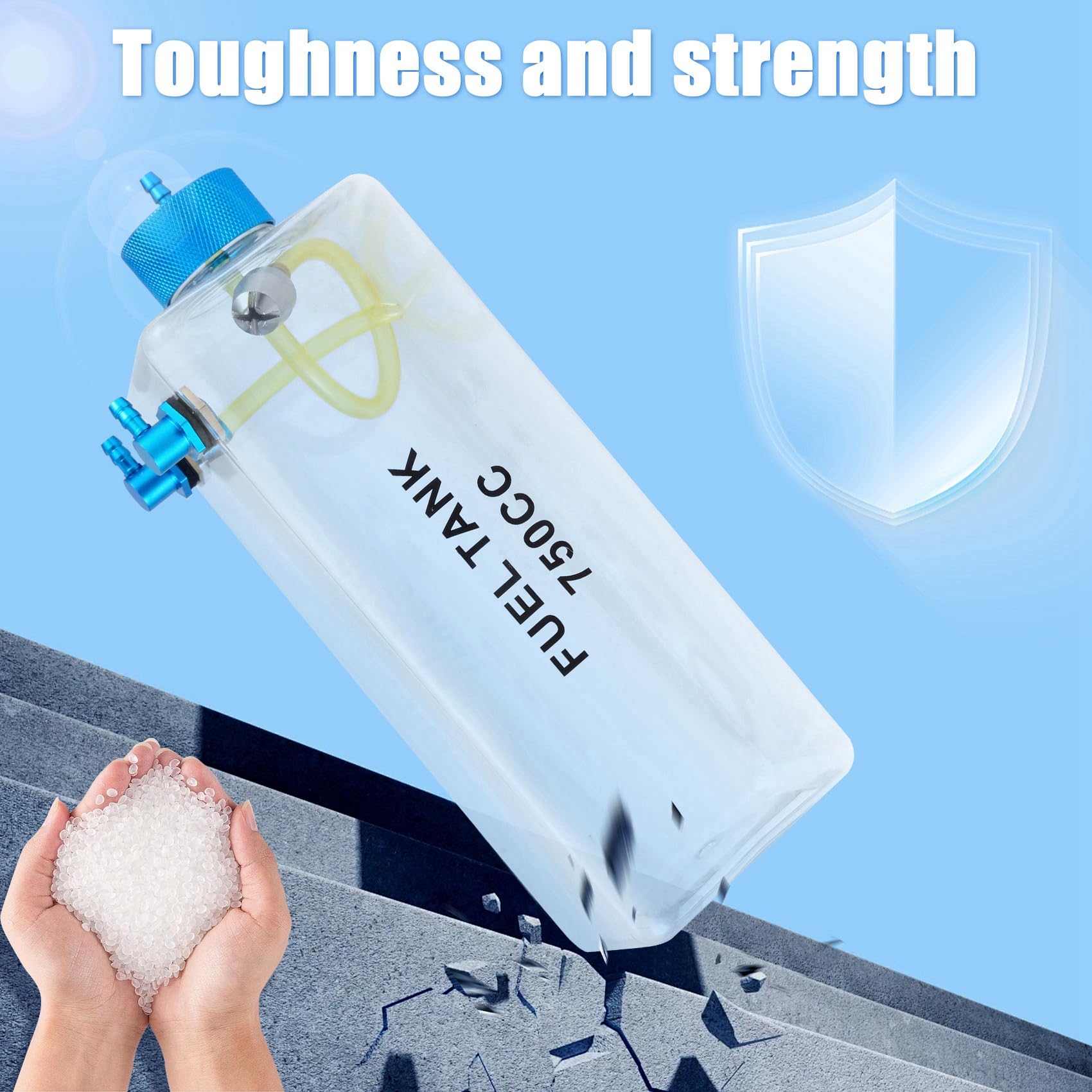 Réservoir de carburant essence Bouteille en plastique transparent 750 CC CNC pour gaz RC et avion nitro