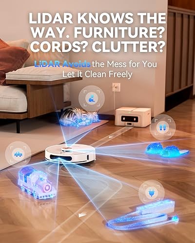 Miniatura 6 de Combo robot de aspiración y trapeador, estación de autovaciado para 70 días, limpiador con navegación LiDAR, mapeo inteligente y succión máxima de