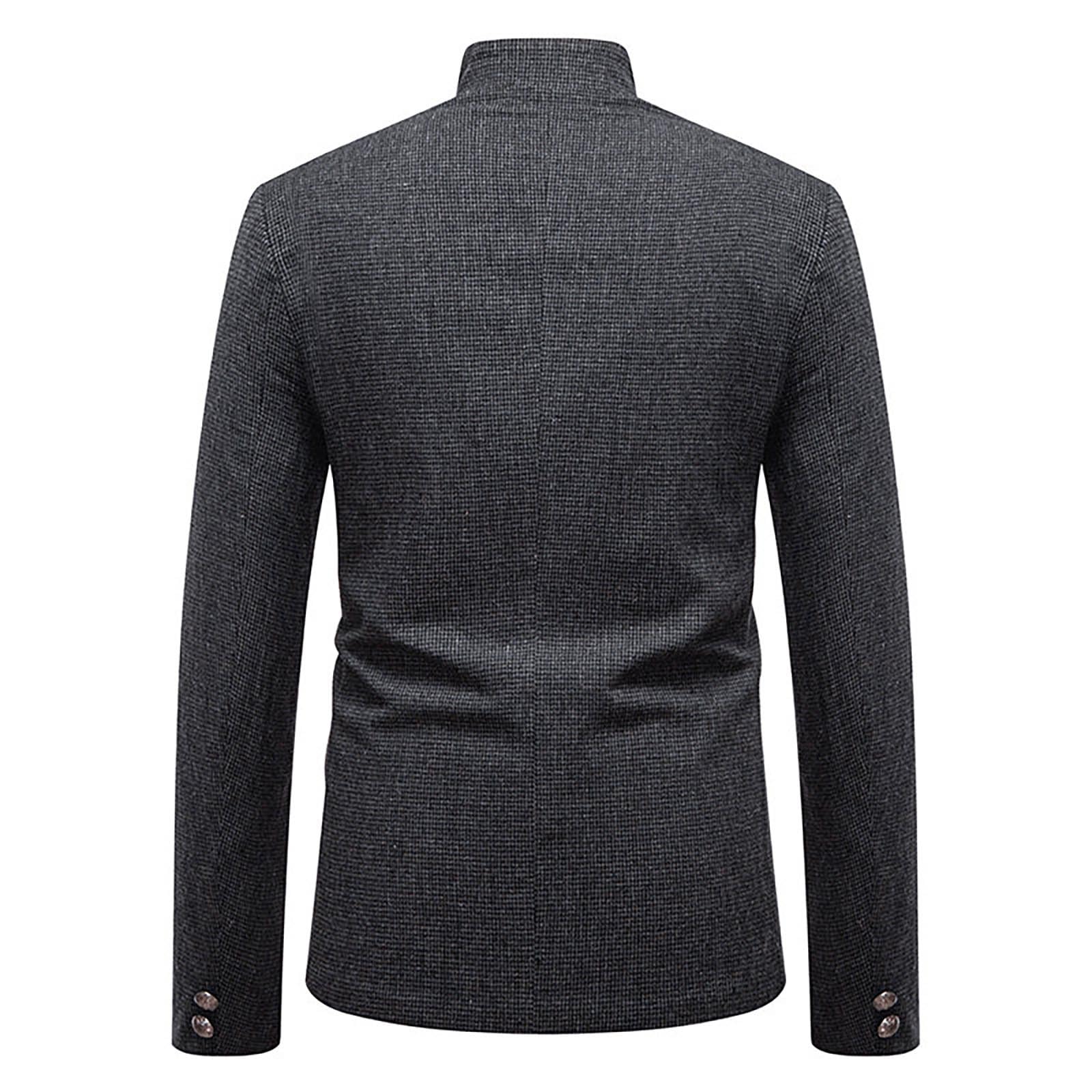 Chaqueta Americana Hombre,Chaqueta de Traje Informal de Manga Larga con Botones diagonales para Hombre otoño e Invierno