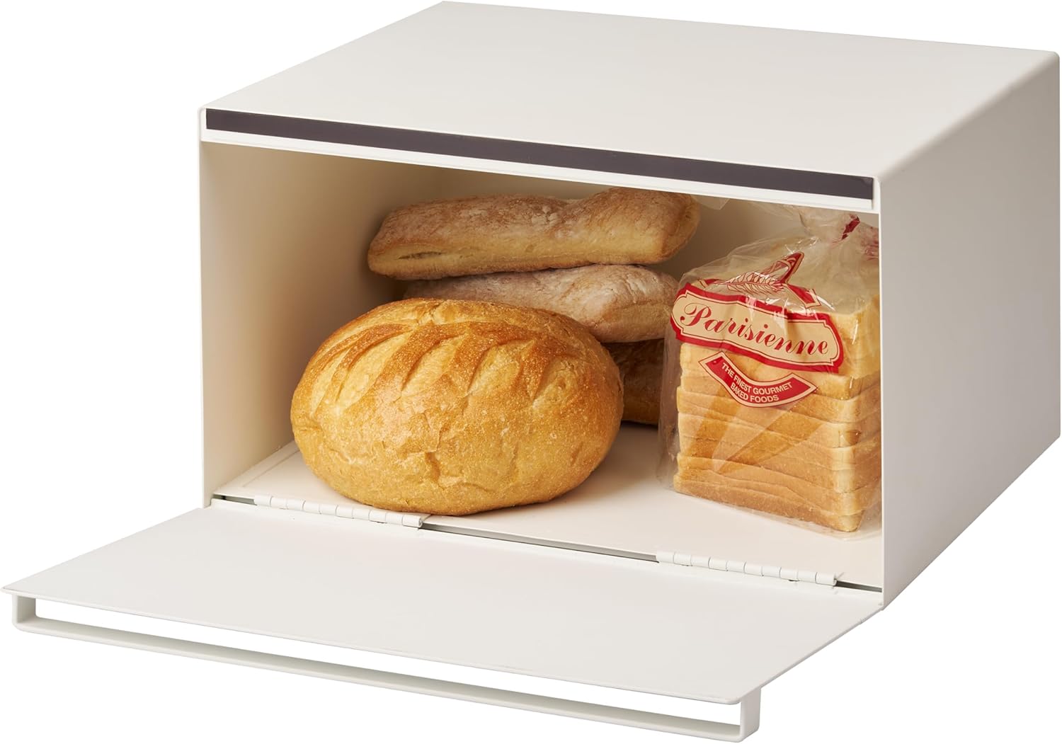 YAMAZAKI Home Tower Bread Box Keeper Holder Container, Metal Bread Holder Saver, Slim Space Saving Counter Storage - Steel