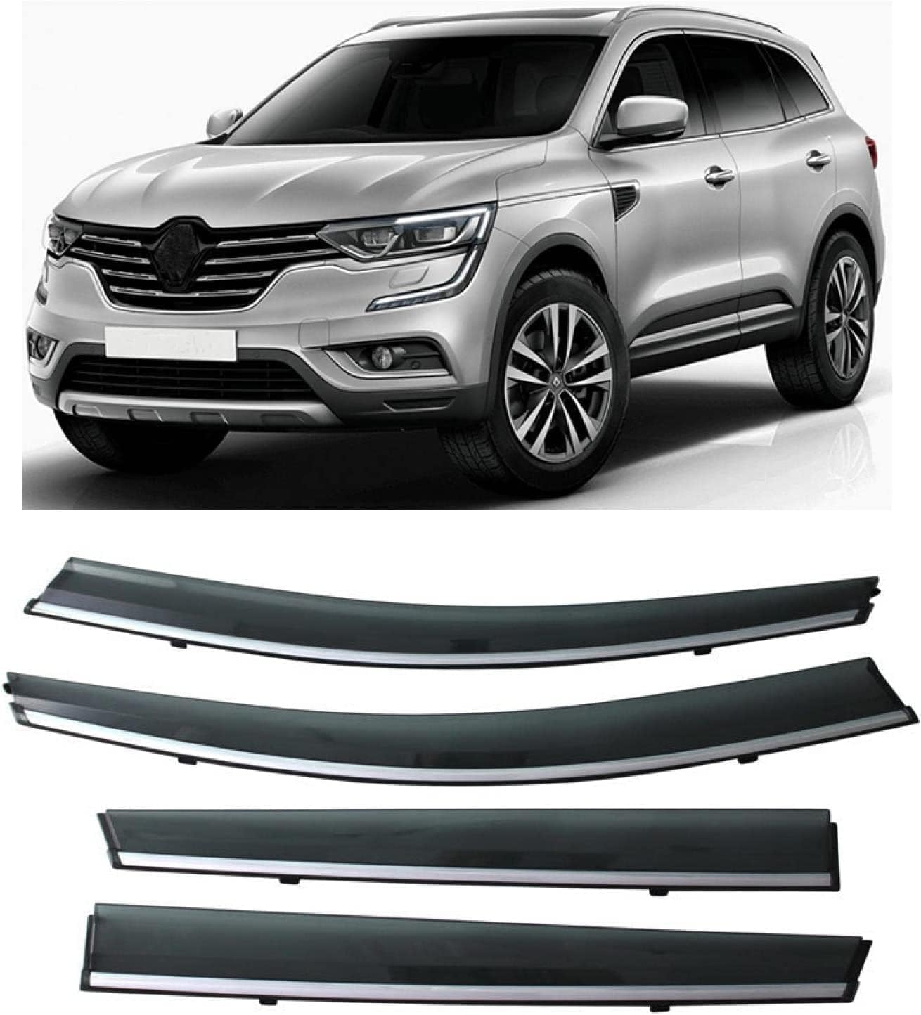 HMLTD 4 Stück Autofenster Windabweiser für Renault Koleos 2017 2018 2019 2020 2021, Regenabweiser Fenster visiere Lüftung sabweiser Anklebbare Deflektoren