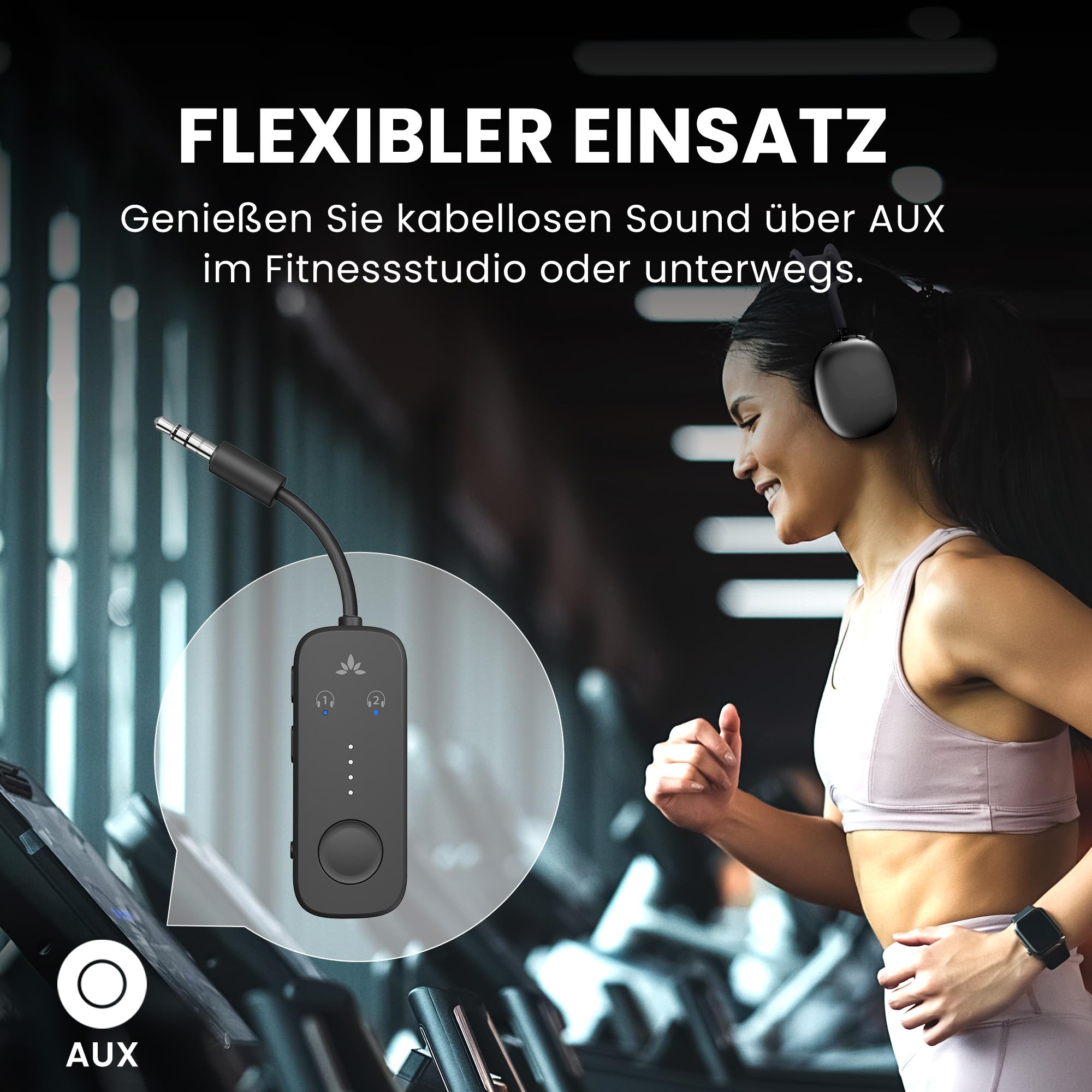 Avantree Relay – Bluetooth 5.3 Adapter für Flugzeug mit Qualcomm aptX Adaptive, für 2 AirPods oder Kopfhörer, 20 Std. Wiedergabezeit, 3,5mm AUX Klinke Transmitter Sender für Reisen, Fitnessstudio