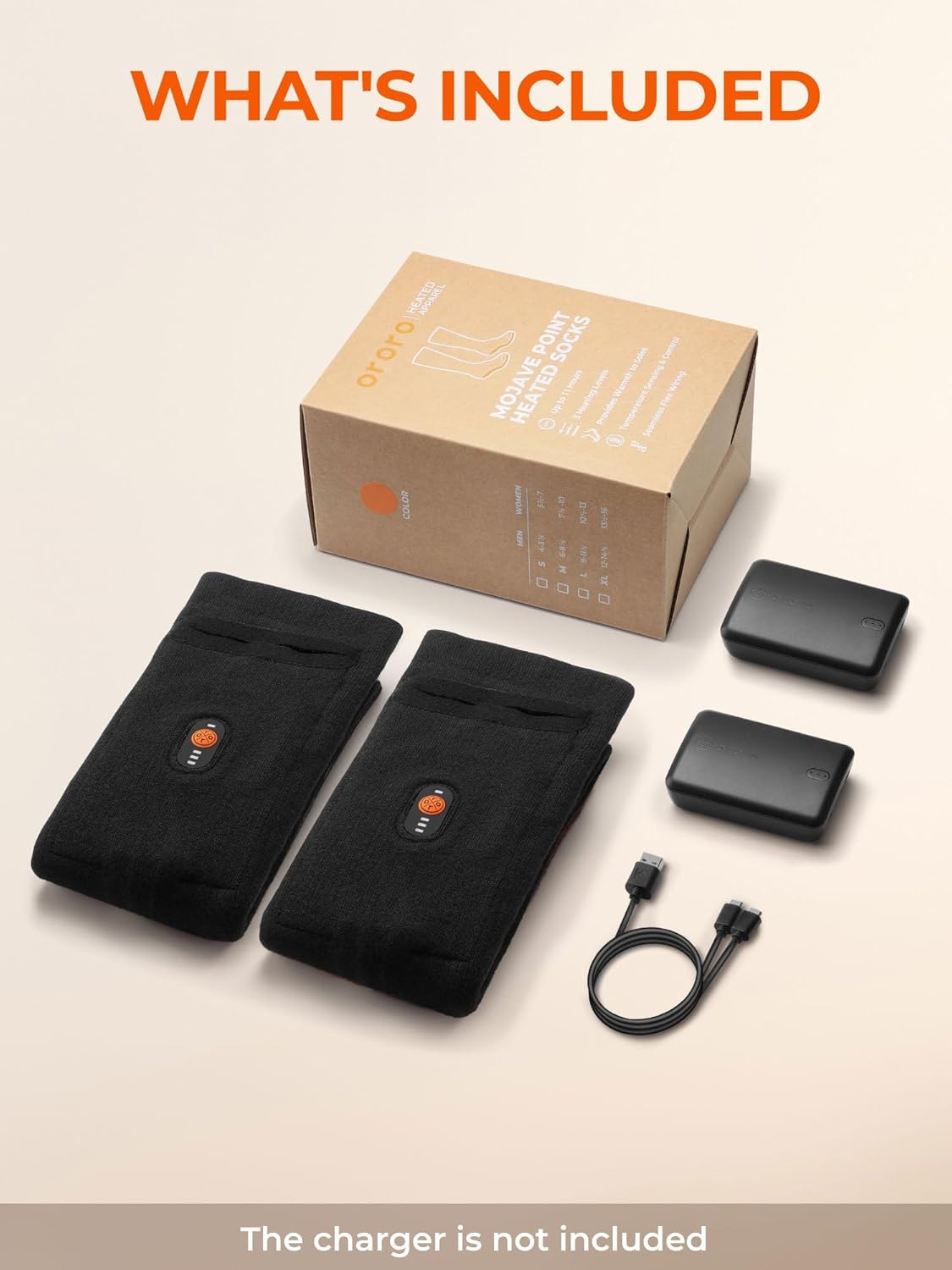 ORORO Heated Socks for Men Women, Rechargeable Electric Socks for Cold Feet