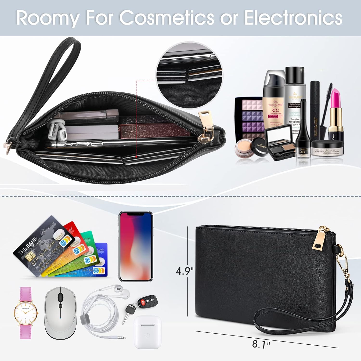 Laptop Bag for Women 15.6 Inch Laptop Tote Bags PU Leather Lightweight Womens Computer Bag Office Shoulder Bag Handbag Large Capacity Work Briefcase Bag 2PCs Black Crocodile Pattern - Image 7