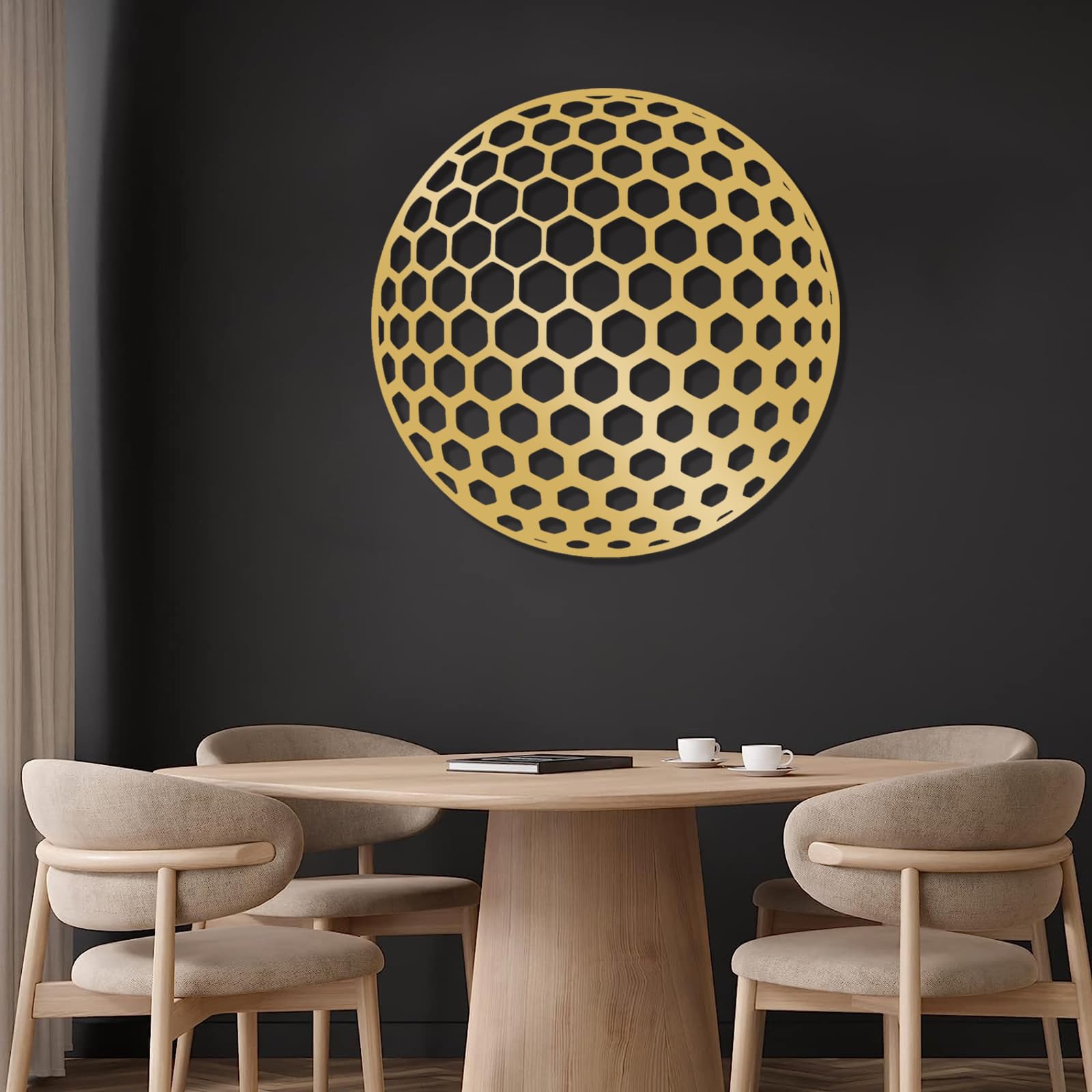Decoración de pared abstracta contemporánea de metal con diseño de pelota de golf en 3D, decoración artística, regalo deportivo para papá, para él, para el hogar o el exterior (47x47 cm, plateado