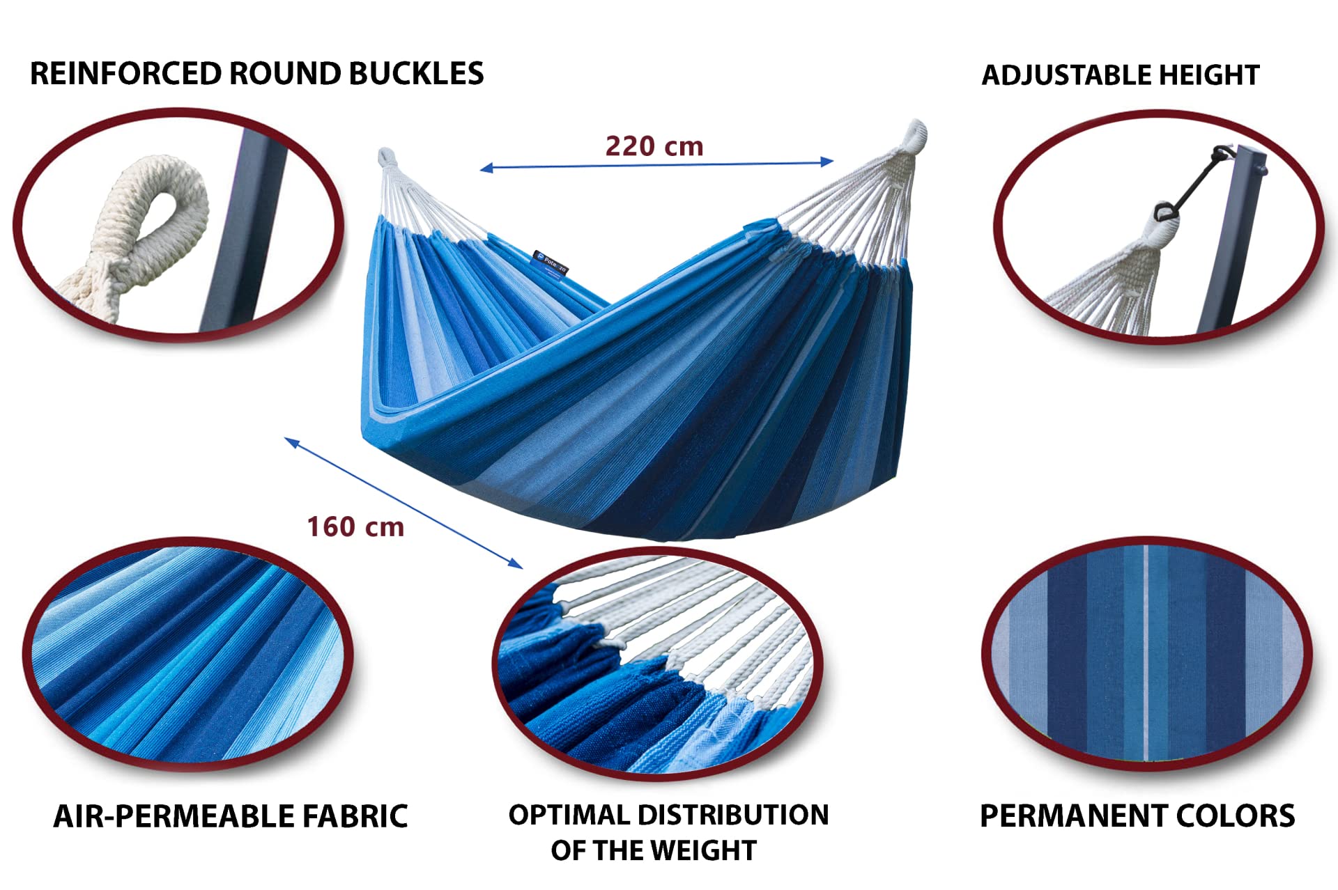 Double Hammock with Aluminum Stand XXL for 2 People Max Load 220 kg