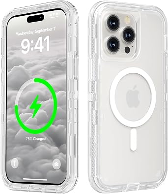 Follaroma Magnetic for iPhone 14 Pro Max Case, Heavy Duty Phone Cases,Clear