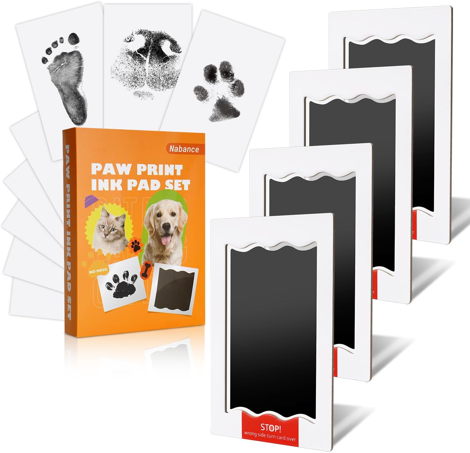 Nabance Inkless Paw Print Kit for Dogs,Cats,Pet Keepsake Mess Free Ink Pads