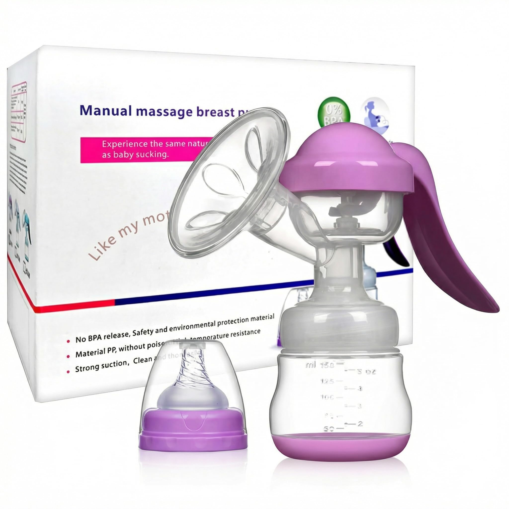 JADE KIT Manual Breast Pump - Adjustable Suction Silicone Hand Pump Breastfeeding, Small Portable Manual Breast Milk Catcher Baby Feeding Pumps &