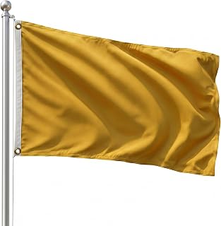 DMSE Solid Gold Flag, 3x5 Flag, UV Resistant, Fade Resistant Material with Metal Grommets (3ft x 5ft), (Nylon), (Gold)