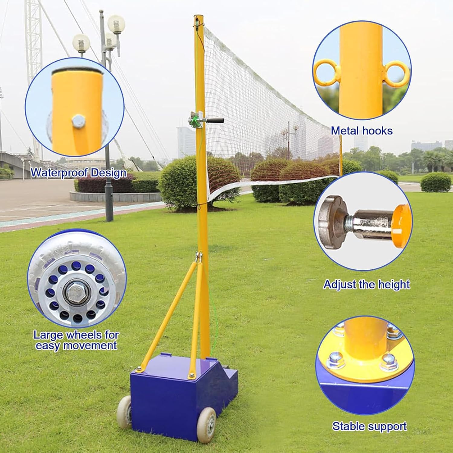 Volleyball Poles and Badminton Net Stand – Heavy Duty Portable Adjustable Height 5 6.9ft for Outdoor Sports Grounds and Gardens