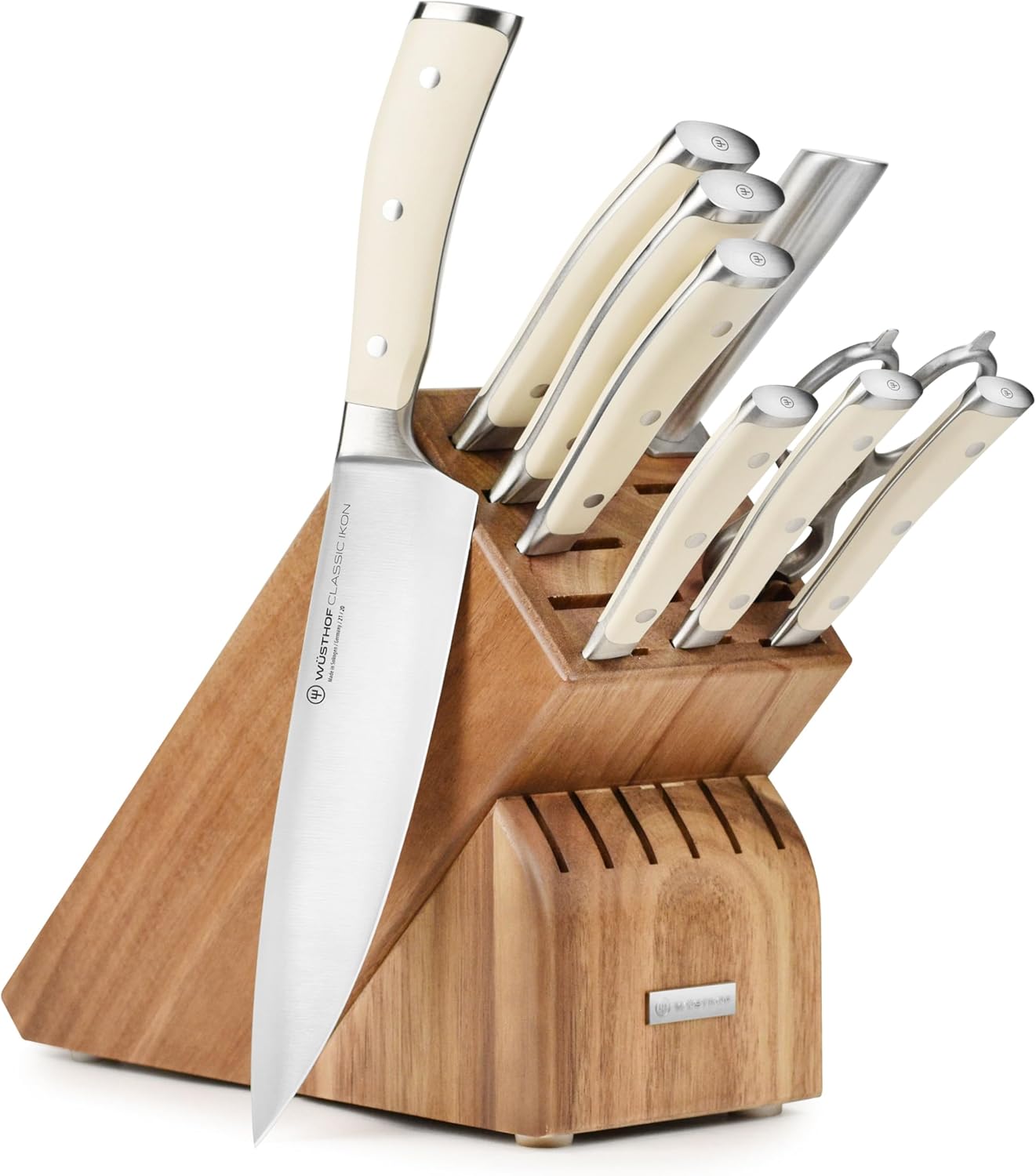 Wusthof Classic Ikon Creme 10 Piece Knife Set with Acacia Block