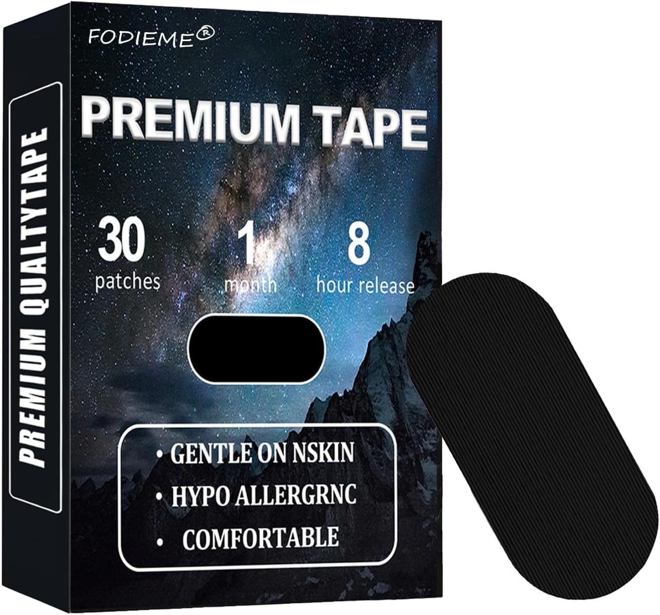Black Premium Mouth Tape for Sleeping (30 Pack) – Latex Free Medical Tape，Featuring Breathability&Adhesion, Comfortable and Gentle Skin Tape, Painless Removal