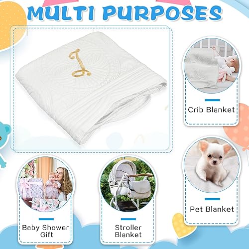 Miniatura 7 de Mantas de edredón personalizadas para niñas y niños, manta de bebé suave con monograma bordada, regalos de Navidad para cuna (letra J)