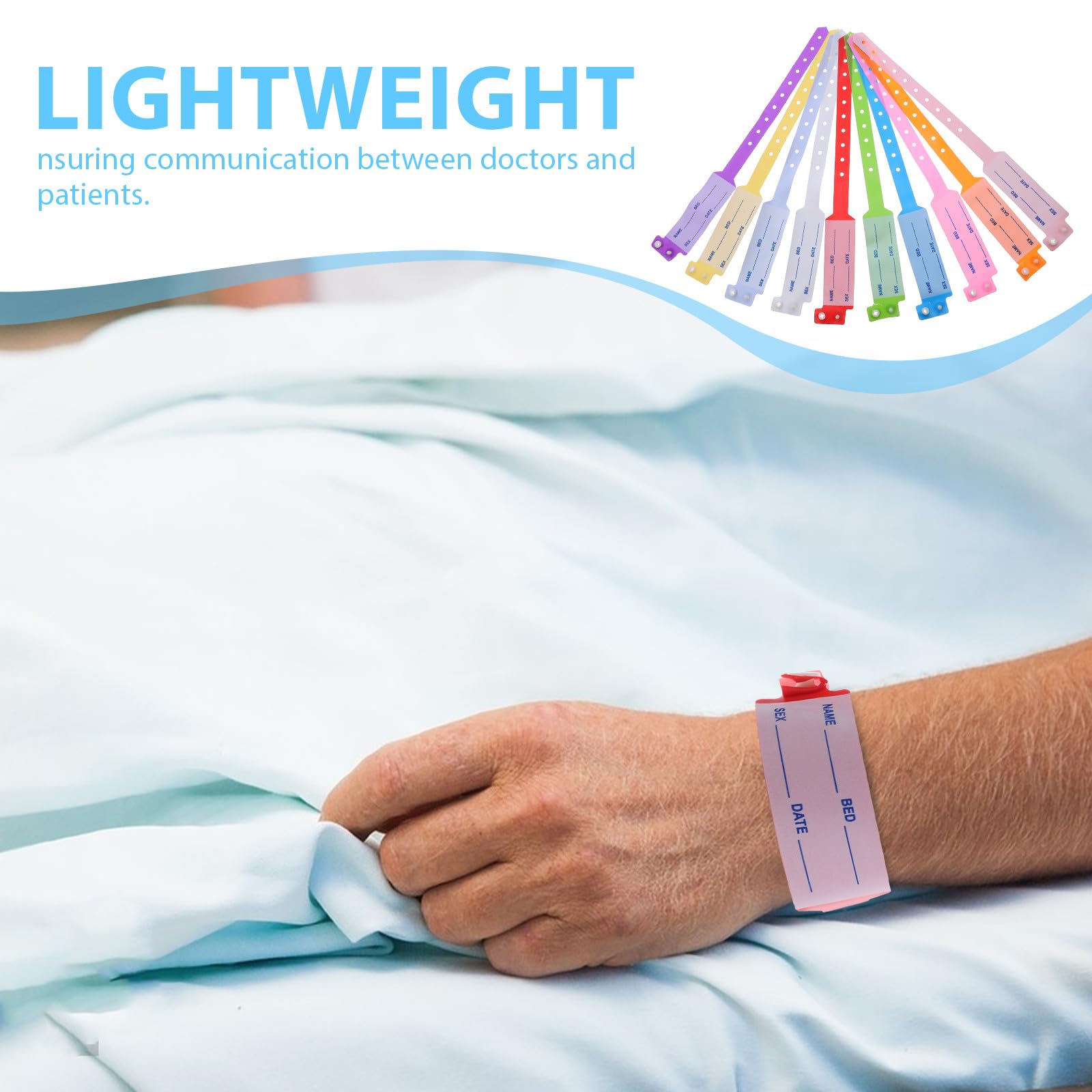 UKCOCO Bracelets D'identification D'hôpital Design Prêt pour Urgence Lot de 100 en Pvc Imperméables pour Patients Âgés et Garçon et Filles pour Admission et Soins